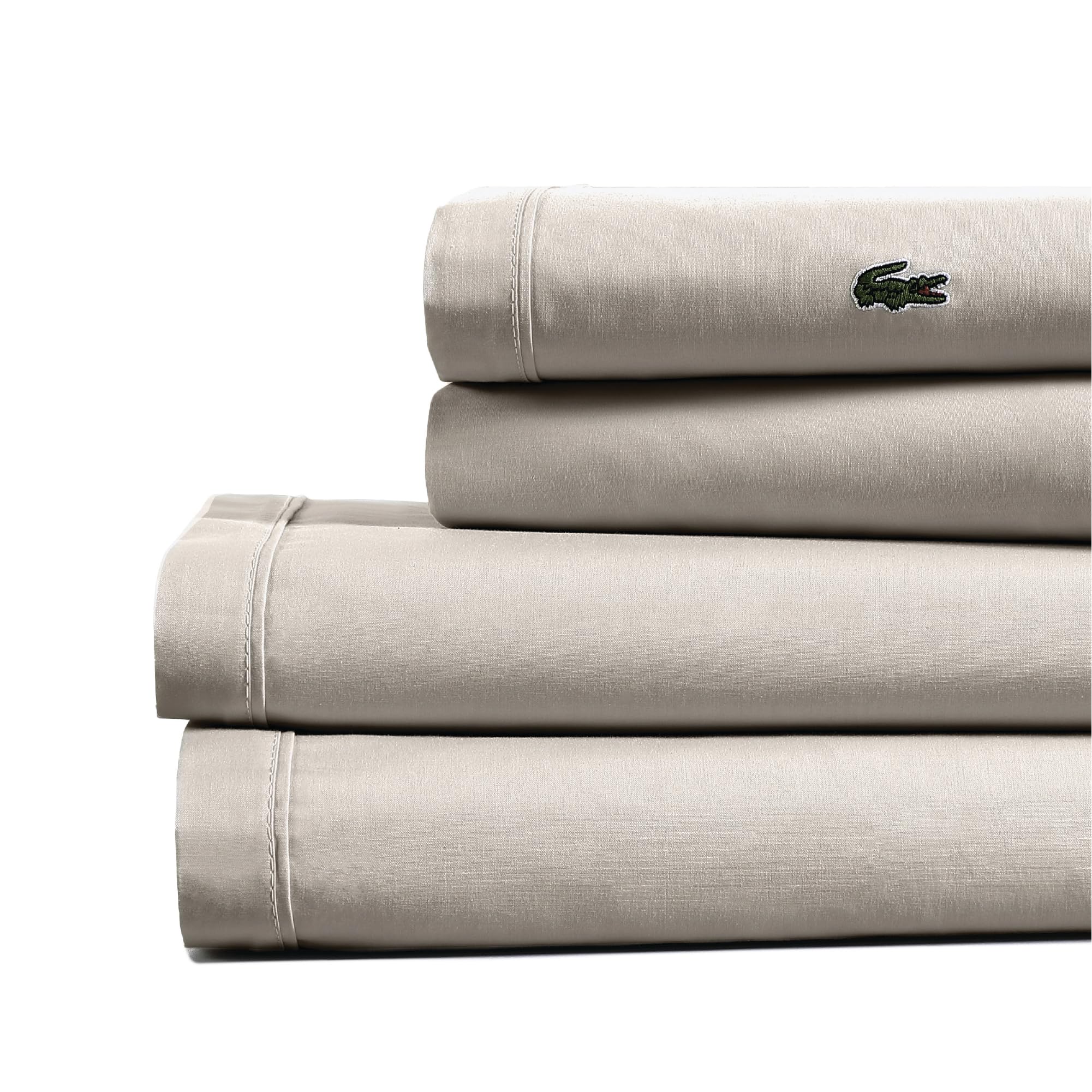 Lacoste 100% Cotton Percale 4-Piece Sheet Set – Cool, Crisp, Matte, and Durable, Oeko-Tex Certified – Solid, Navy, Full