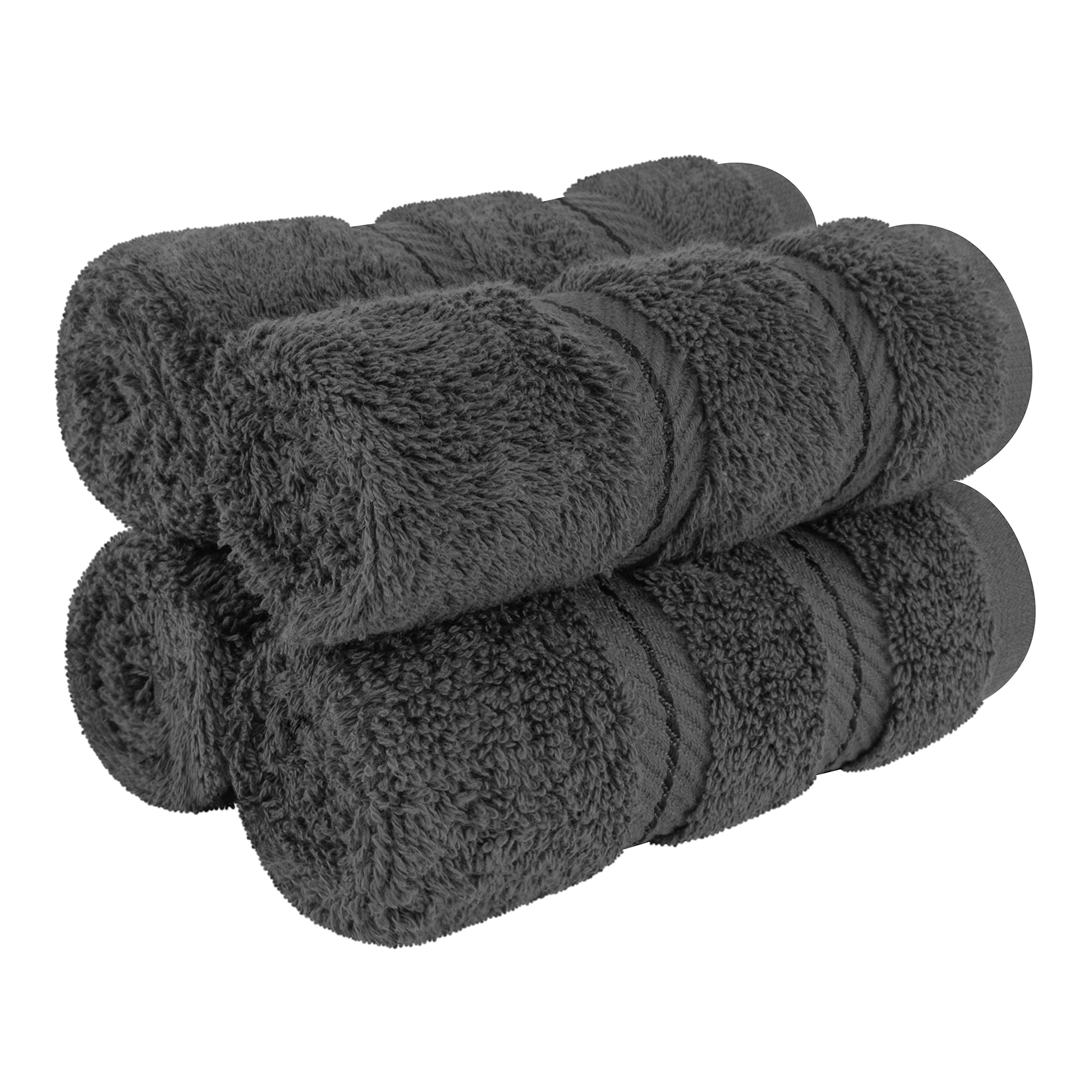 American Soft Linen Luxury 6 Piece Towel Set, 2 Bath Towels 2 Hand Towel 2 Washcloths, 600 GSM 100% Cotton Turkish Towels for Bathroom, Silver Grey Towel Sets