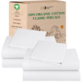 California Design Den Queen Sheet Set - Soft 100% Organic Cotton Sheets with Deep Pockets, Crisp Percale, Breathable and Durable Bedding Set - White
