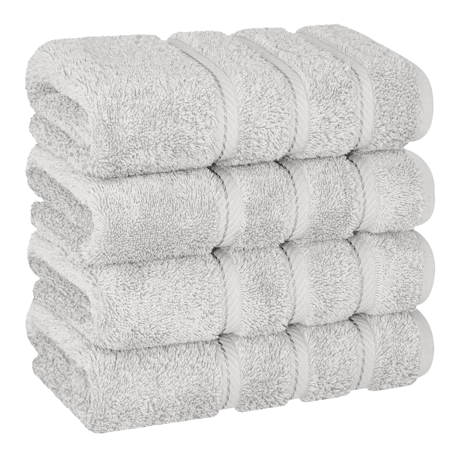 American Soft Linen Luxury 6 Piece Towel Set, 2 Bath Towels 2 Hand Towel 2 Washcloths, 600 GSM 100% Cotton Turkish Towels for Bathroom, Silver Grey Towel Sets