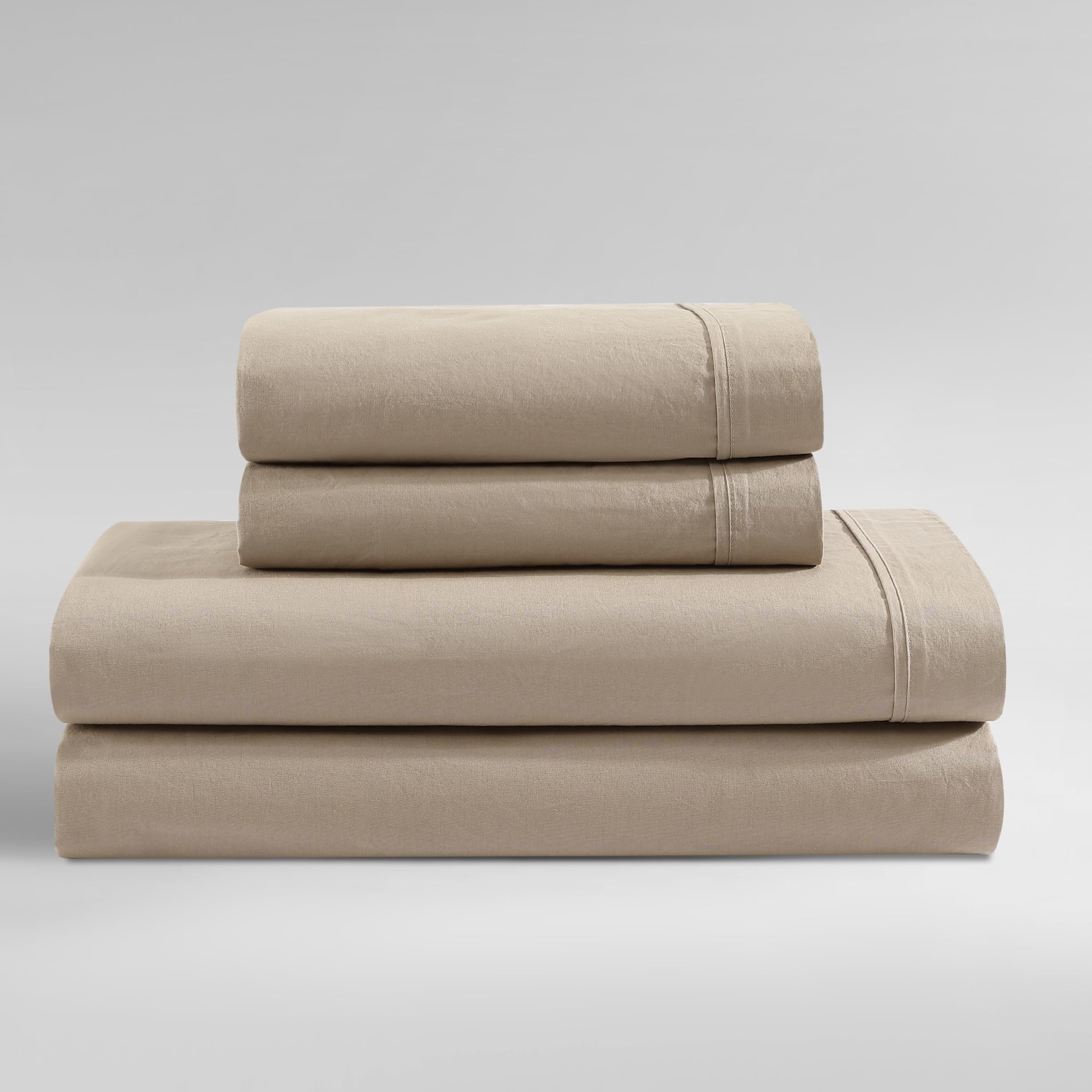 Calvin Klein - Queen Bed Sheets, Relaxed Garment Washed Cotton Percale Bedding Set with Matching Pillowcases, Deep Pockets, Oeko-TEX Certified (Washed Percale Steel Blue, Queen)