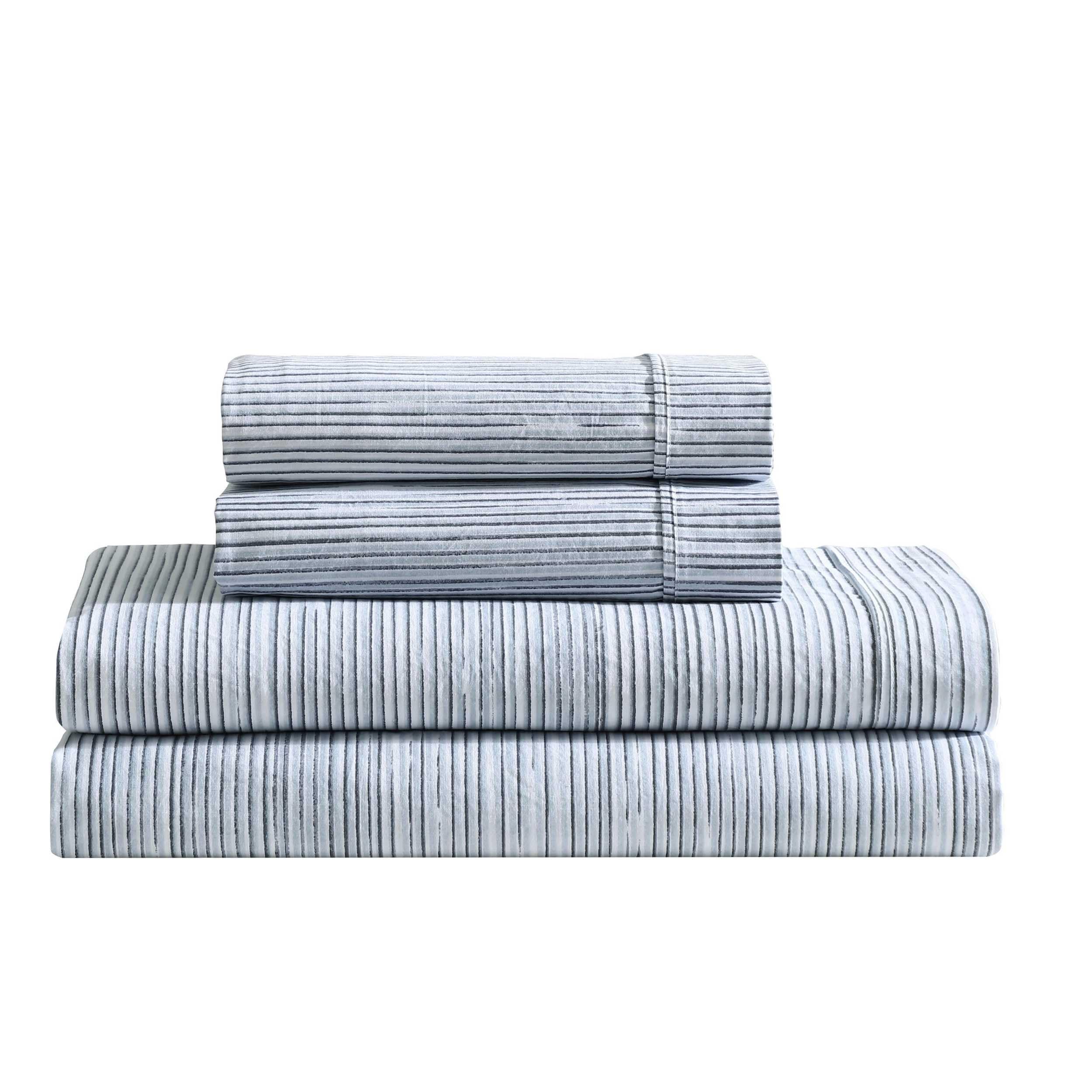 Calvin Klein - Queen Bed Sheets, Relaxed Garment Washed Cotton Percale Bedding Set with Matching Pillowcases, Deep Pockets, Oeko-TEX Certified (Washed Percale Steel Blue, Queen)
