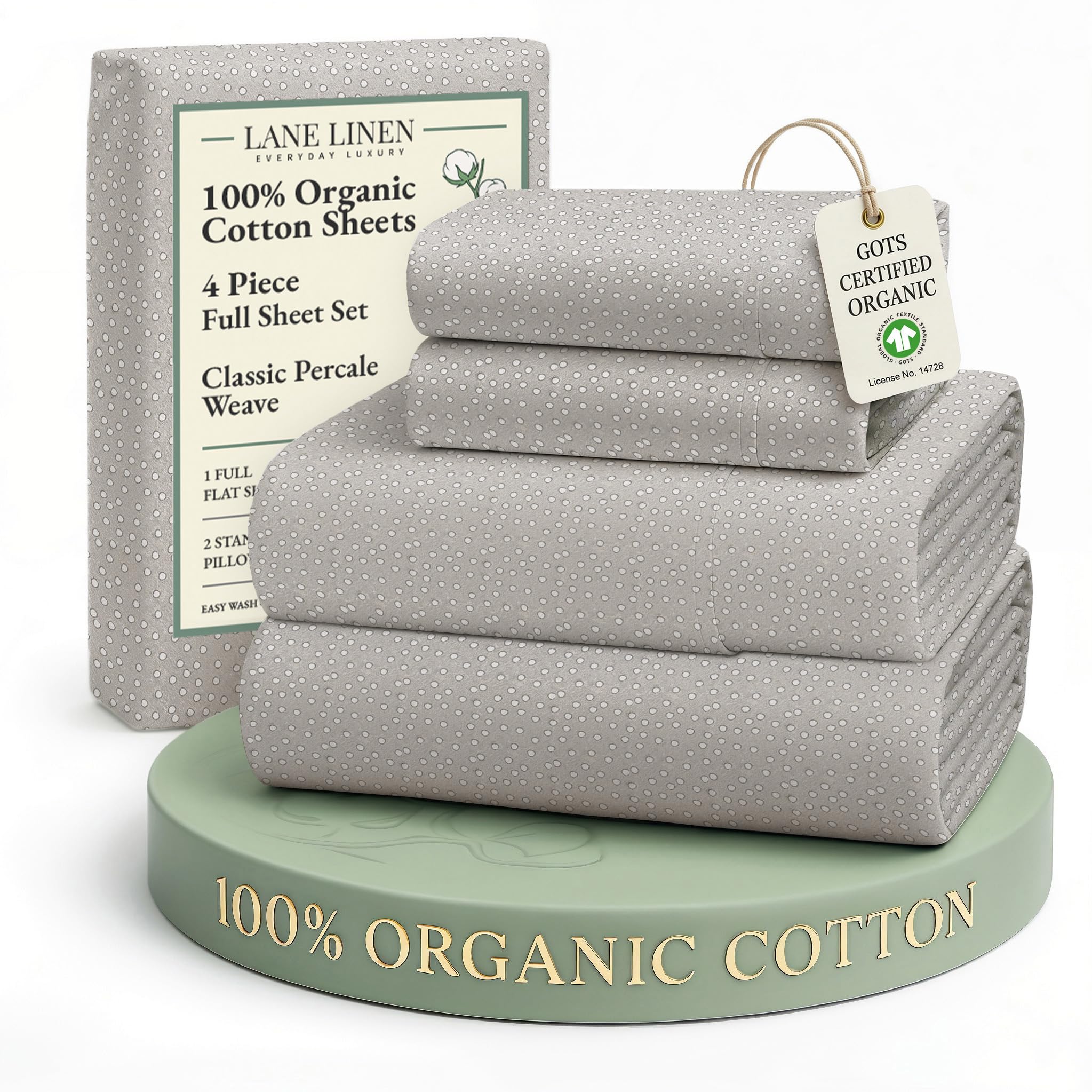 LANE LINEN Eco Friendly 100% Organic Cotton Queen Sheet Set, Soft & Comfy Fully Elasticized 15" Deep Pocket Bed Sheets, Low Pill Naturally Cooling Machine Wash Sábanas Queen- White Bed Sheets