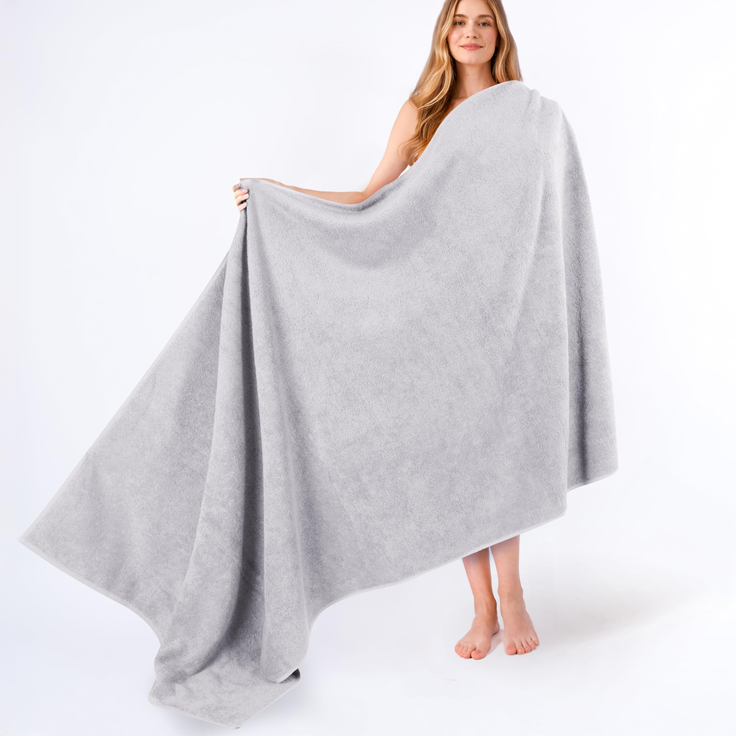 American Soft Linen Luxury 6 Piece Towel Set, 2 Bath Towels 2 Hand Towel 2 Washcloths, 600 GSM 100% Cotton Turkish Towels for Bathroom, Silver Grey Towel Sets