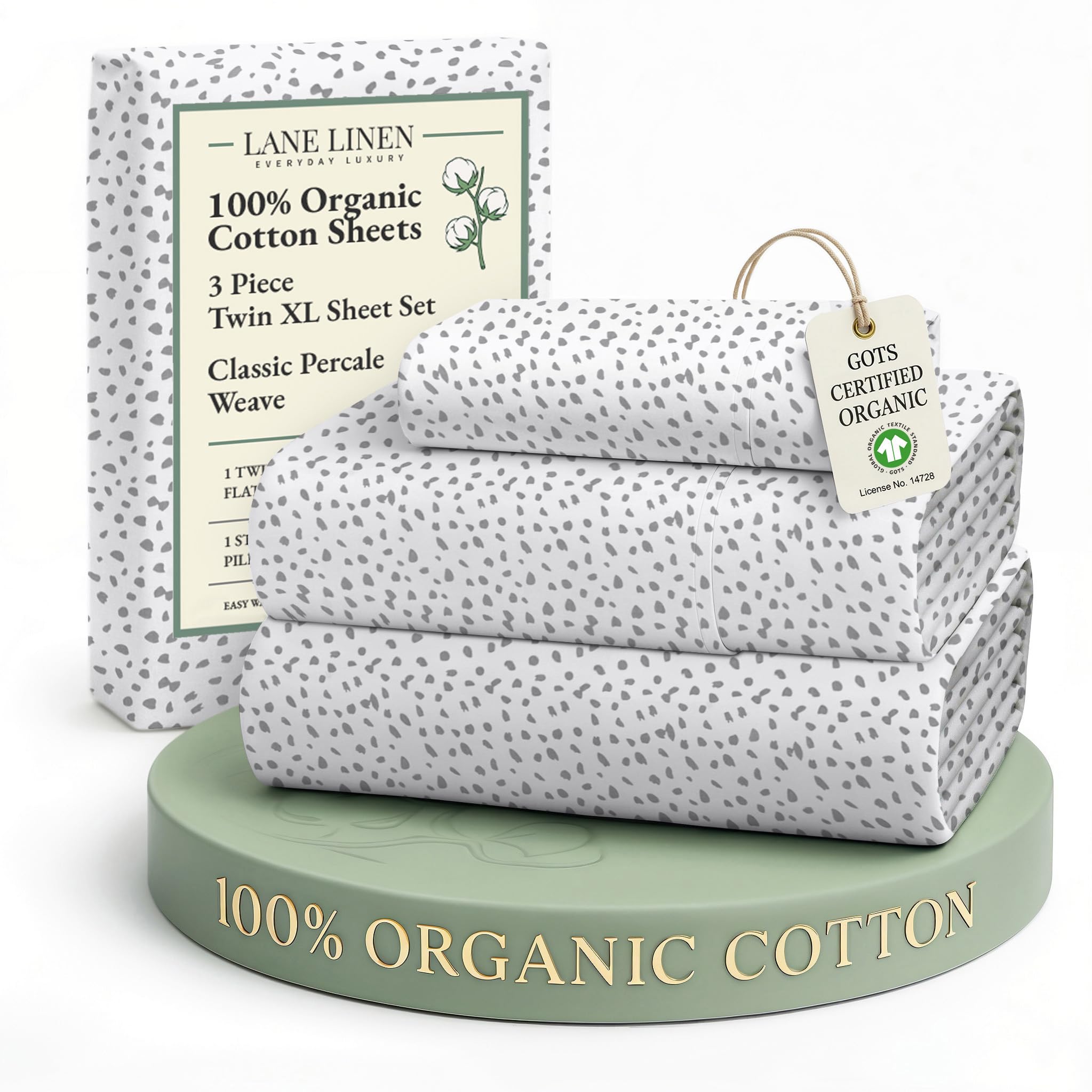 LANE LINEN Eco Friendly 100% Organic Cotton Queen Sheet Set, Soft & Comfy Fully Elasticized 15" Deep Pocket Bed Sheets, Low Pill Naturally Cooling Machine Wash Sábanas Queen- White Bed Sheets