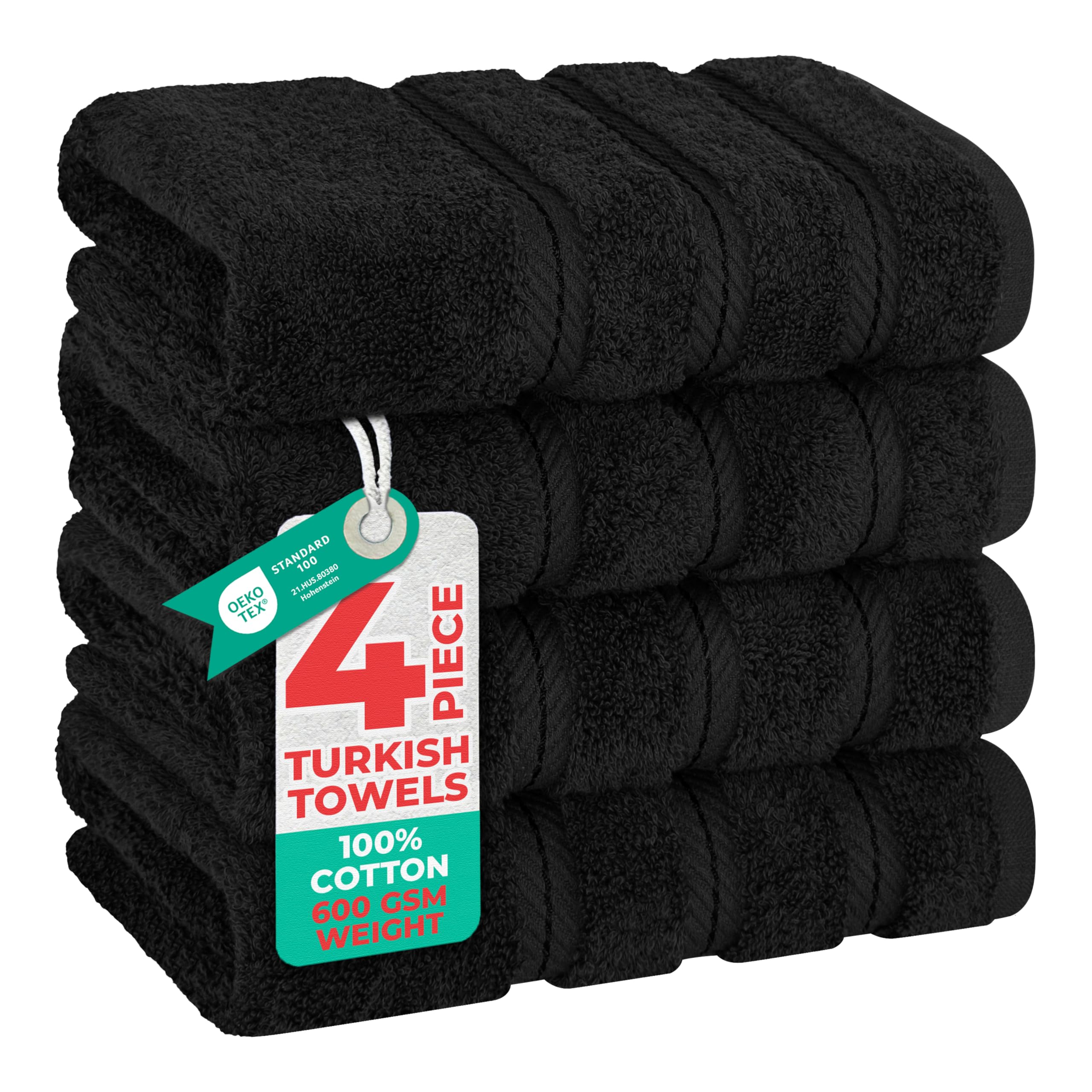 American Soft Linen Luxury 6 Piece Towel Set, 2 Bath Towels 2 Hand Towel 2 Washcloths, 600 GSM 100% Cotton Turkish Towels for Bathroom, Silver Grey Towel Sets