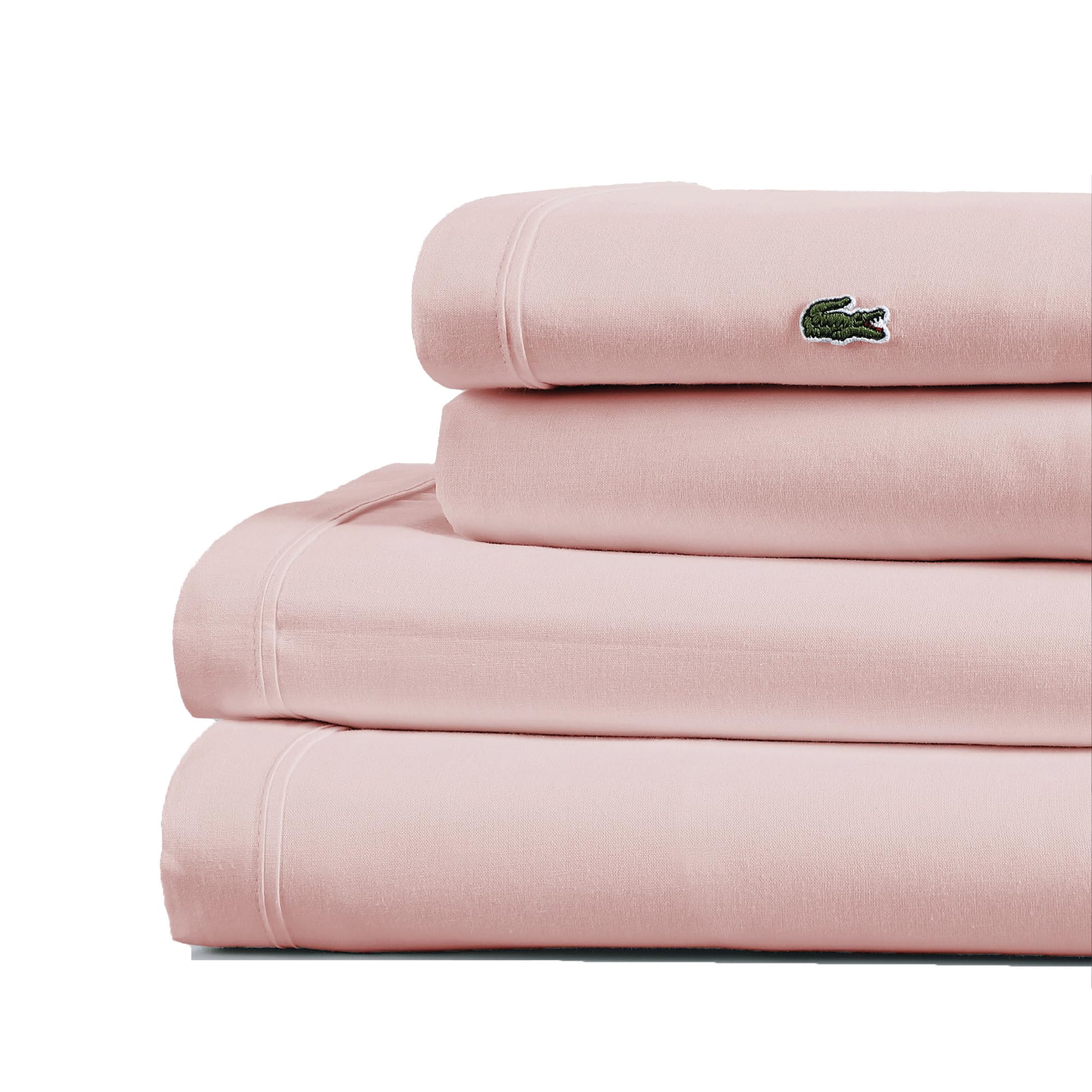 Lacoste 100% Cotton Percale 4-Piece Sheet Set – Cool, Crisp, Matte, and Durable, Oeko-Tex Certified – Solid, Navy, Full