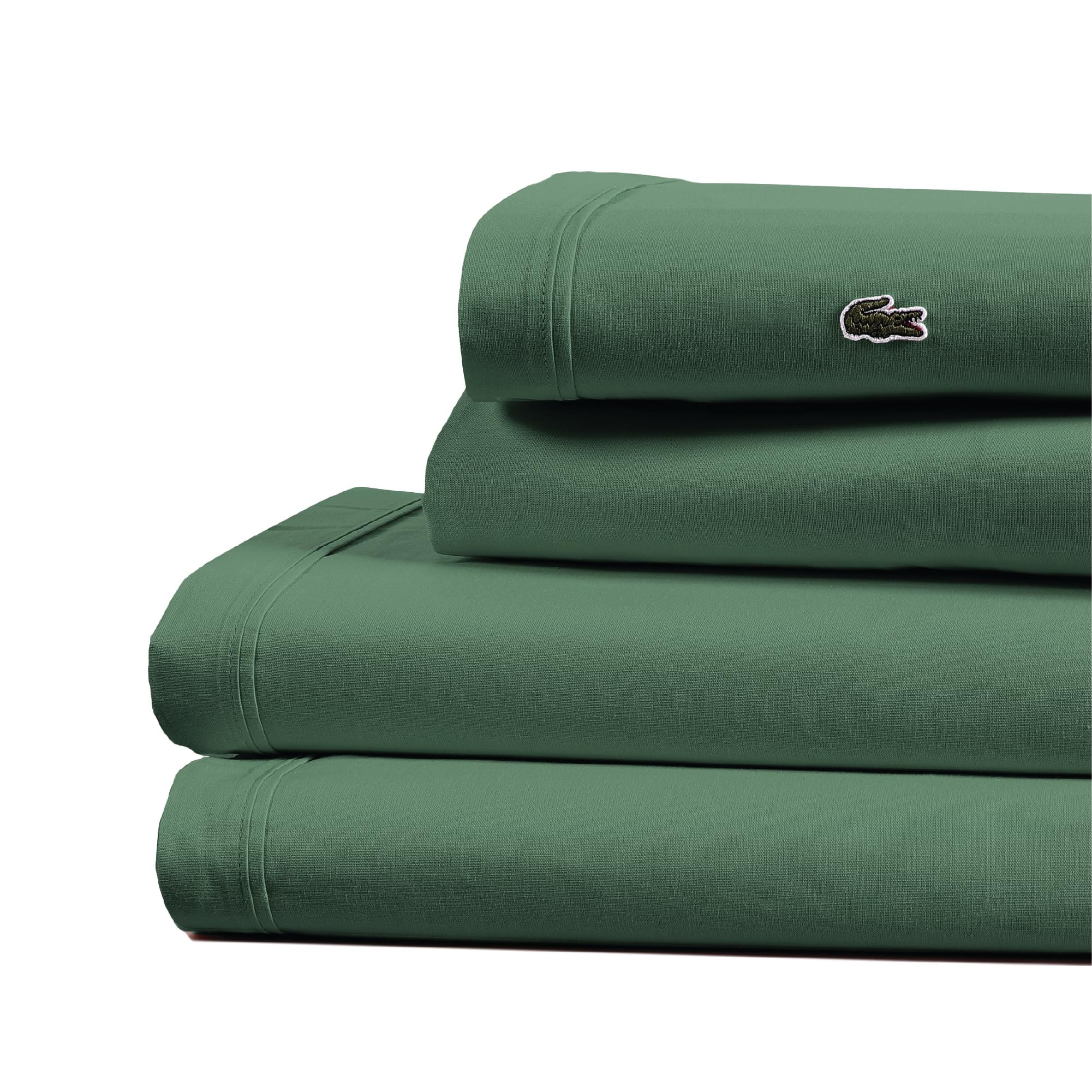 Lacoste 100% Cotton Percale 4-Piece Sheet Set – Cool, Crisp, Matte, and Durable, Oeko-Tex Certified – Solid, Navy, Full