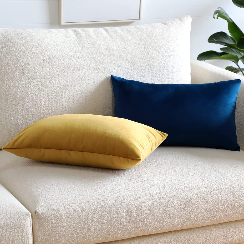 Artscope Luxury Velvet Pillow Covers Super Soft Decorative Square Throw Pillow Covers Case Cushion Covers for Sofa Couch Bedroom Car Decor 12x20 Inch Gold