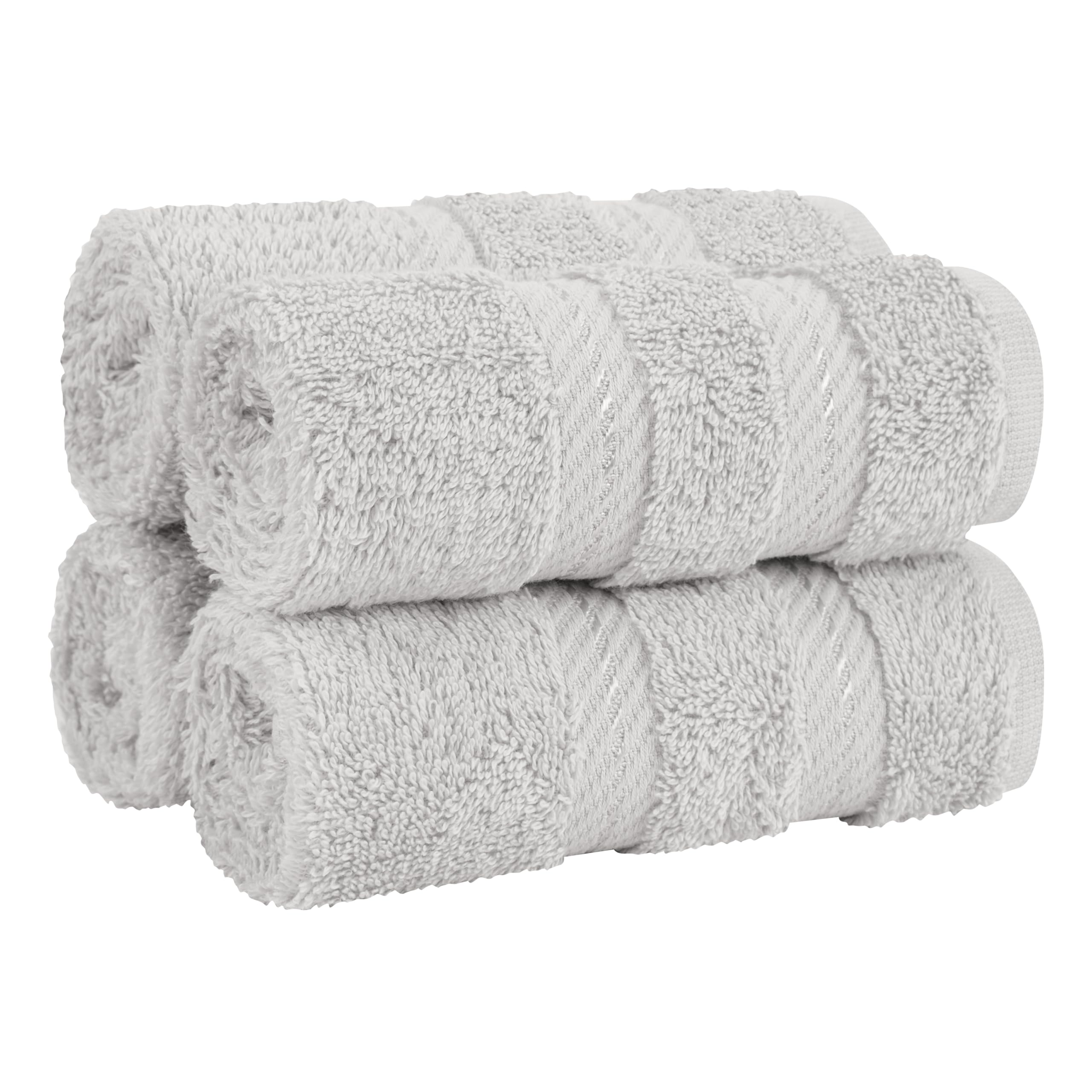 American Soft Linen Luxury 6 Piece Towel Set, 2 Bath Towels 2 Hand Towel 2 Washcloths, 600 GSM 100% Cotton Turkish Towels for Bathroom, Silver Grey Towel Sets
