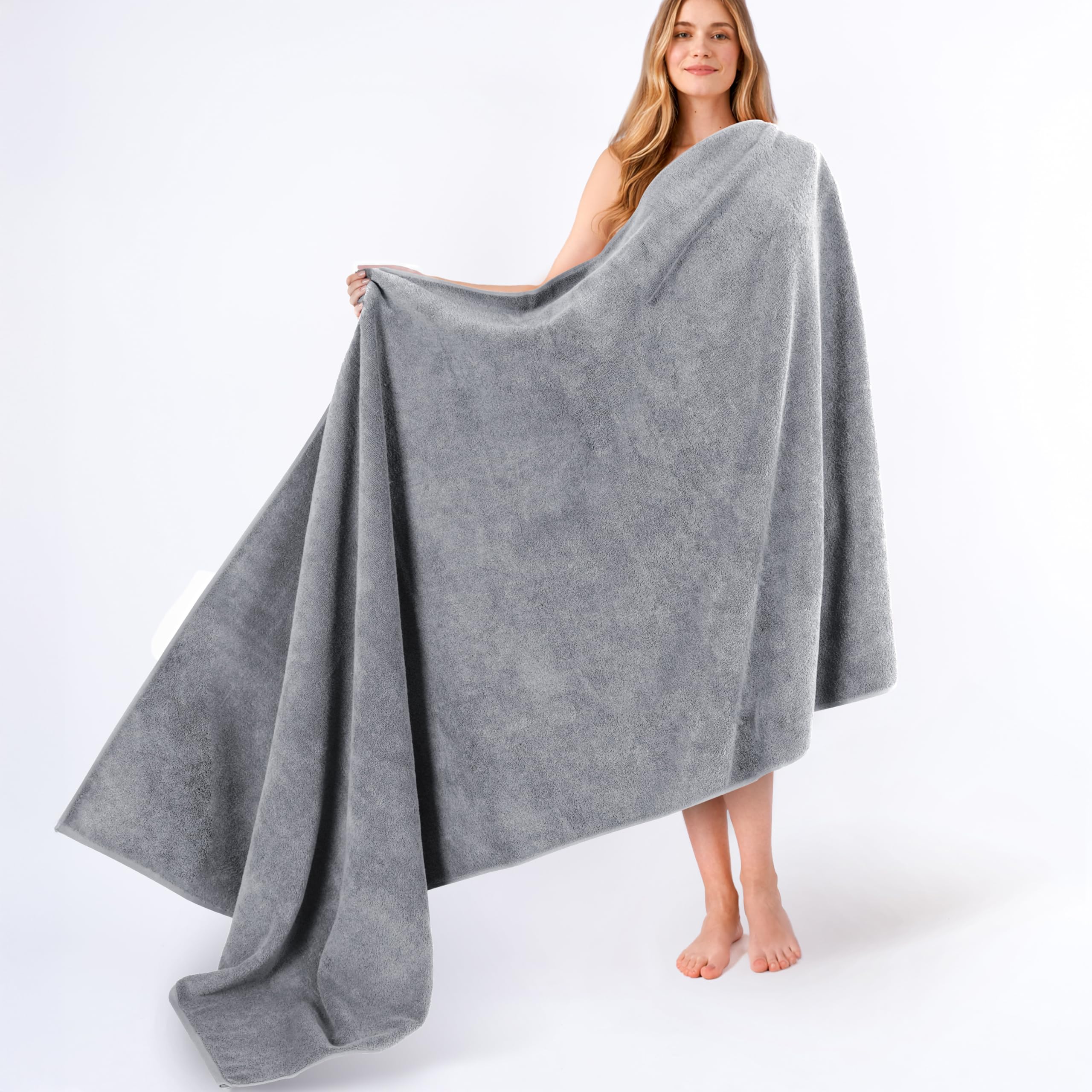 American Soft Linen Luxury 6 Piece Towel Set, 2 Bath Towels 2 Hand Towel 2 Washcloths, 600 GSM 100% Cotton Turkish Towels for Bathroom, Silver Grey Towel Sets