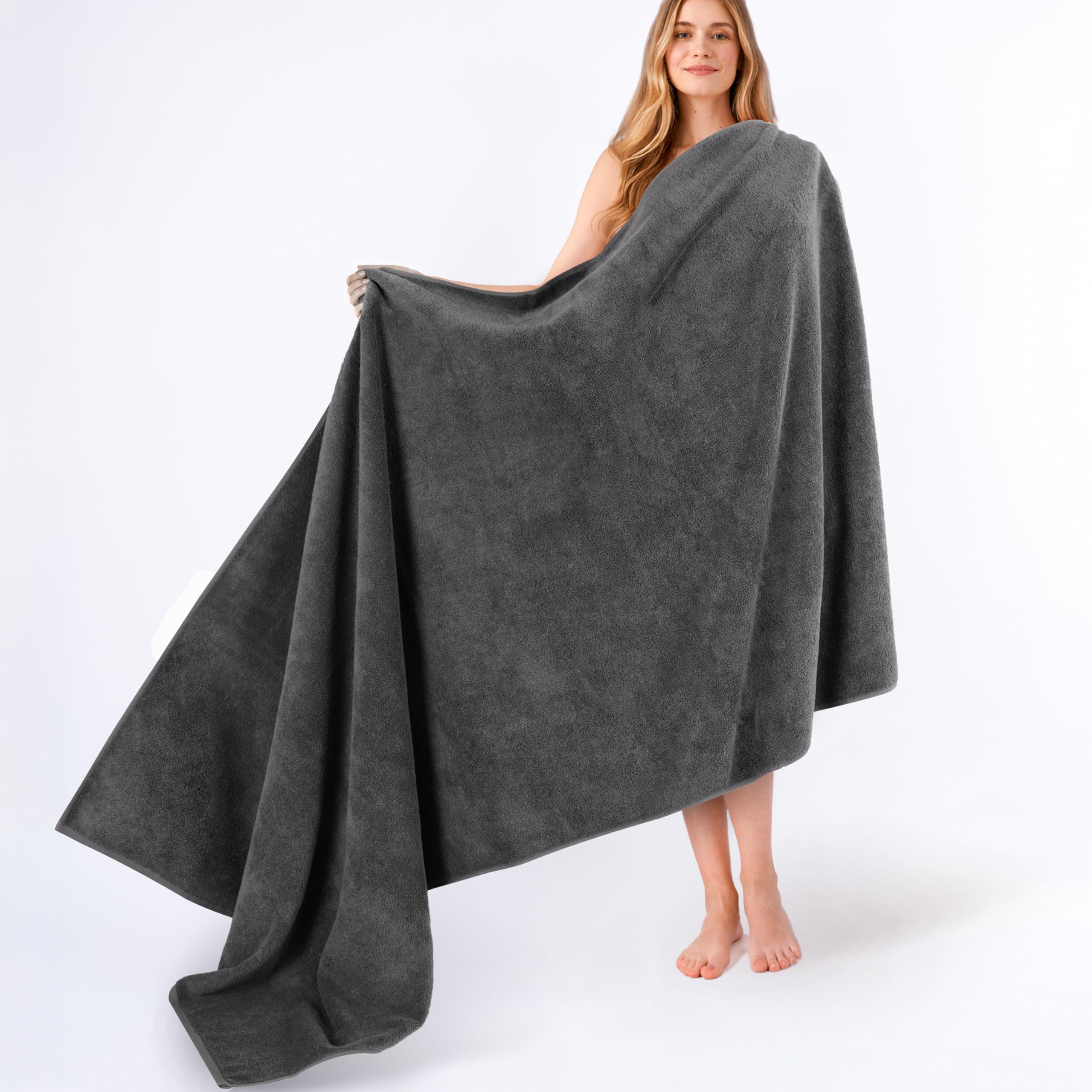American Soft Linen Luxury 6 Piece Towel Set, 2 Bath Towels 2 Hand Towel 2 Washcloths, 600 GSM 100% Cotton Turkish Towels for Bathroom, Silver Grey Towel Sets
