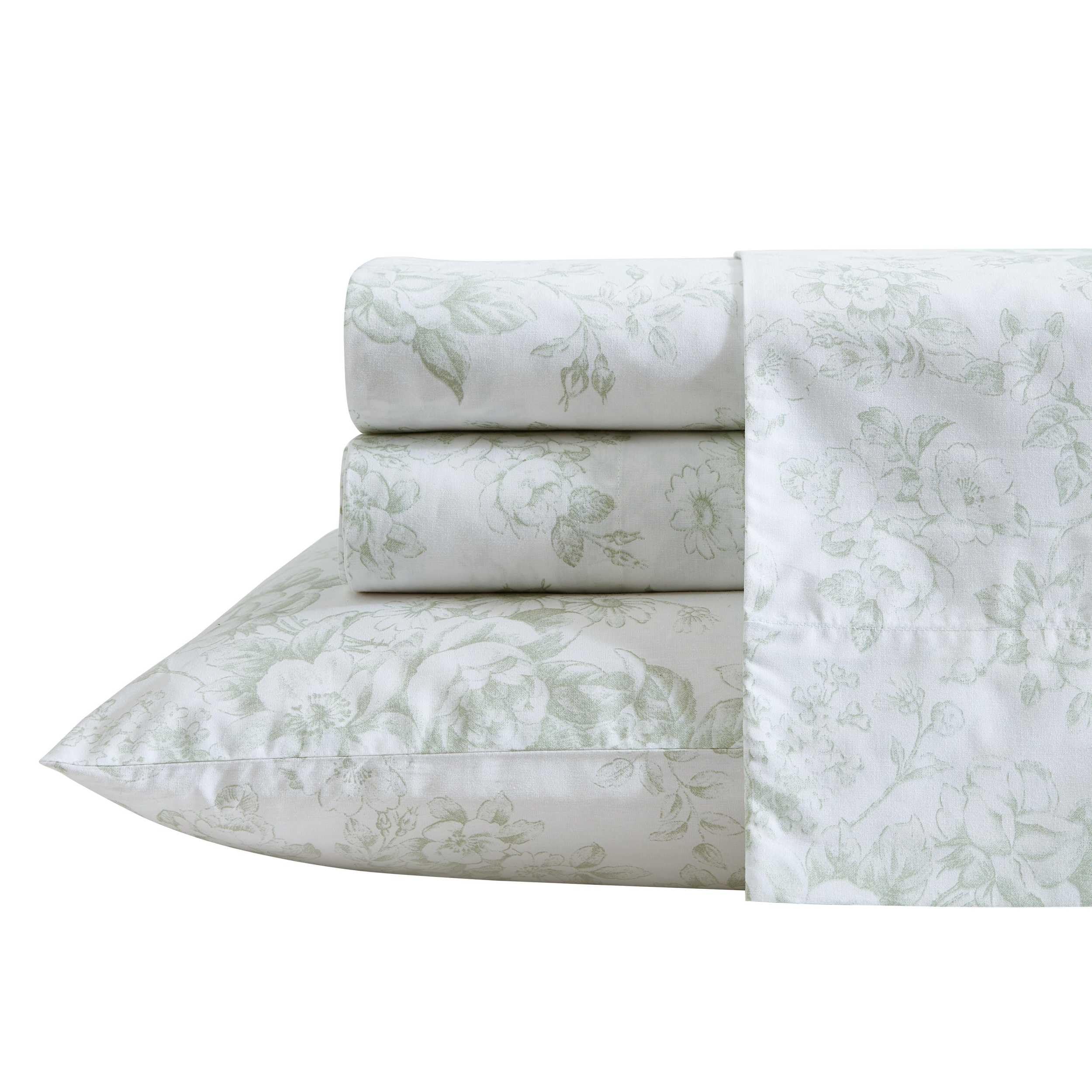 Laura Ashley - Queen Sheets, Cotton Percale Bedding Set, Lightweight & Breathable Home Decor (Evie Pink, Queen)