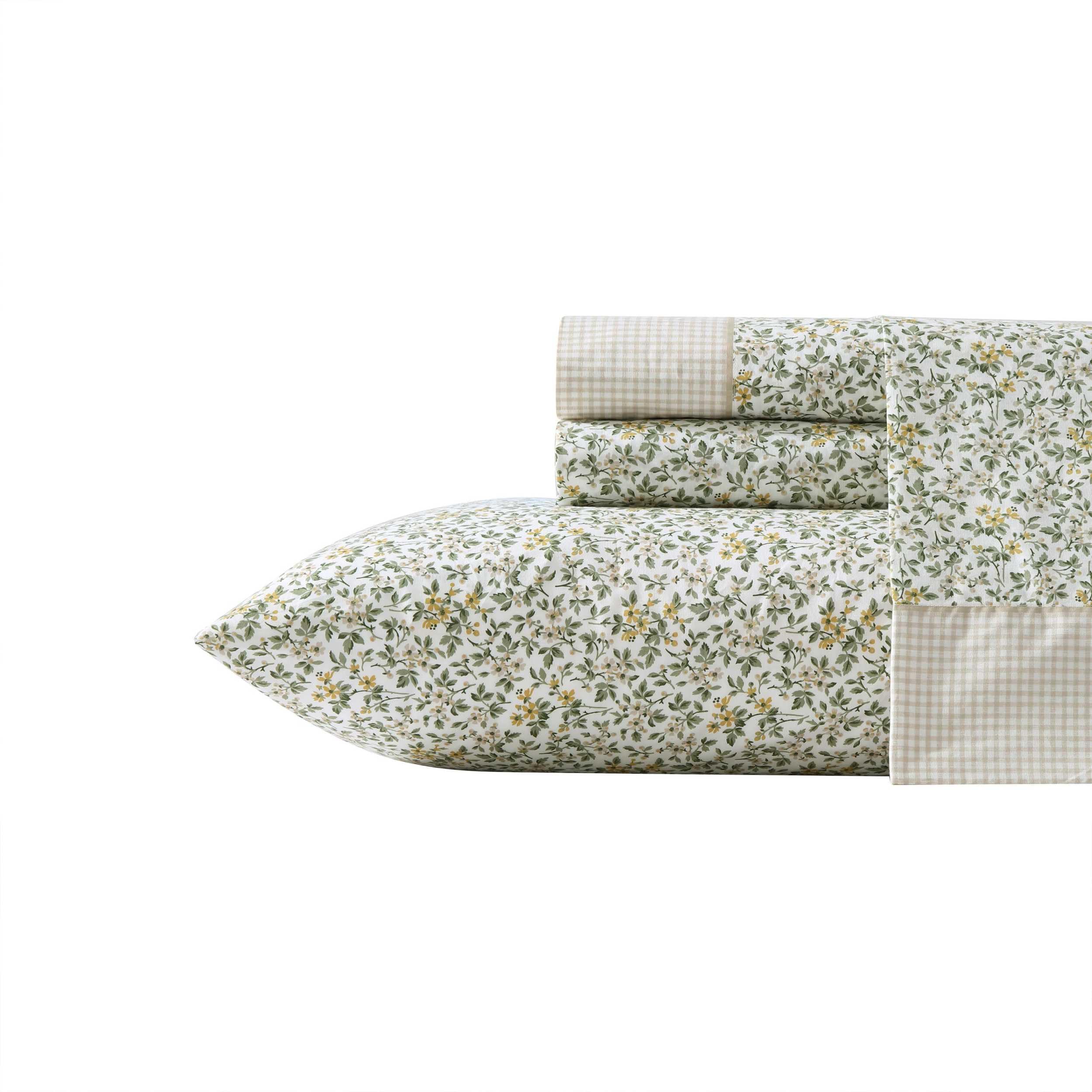 Laura Ashley - Queen Sheets, Cotton Percale Bedding Set, Lightweight & Breathable Home Decor (Evie Pink, Queen)