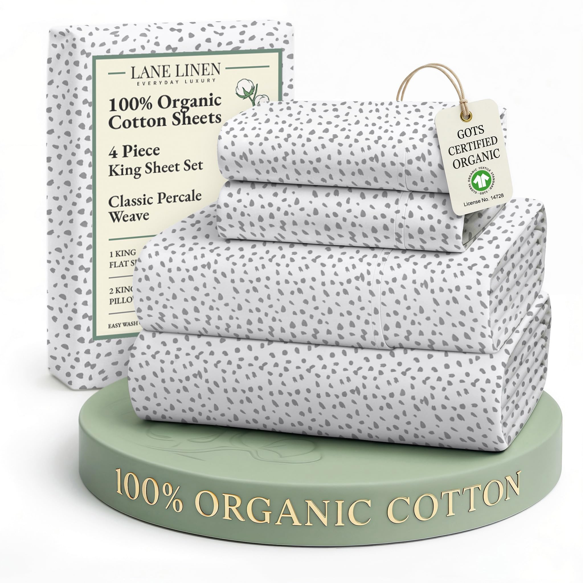 LANE LINEN Eco Friendly 100% Organic Cotton Queen Sheet Set, Soft & Comfy Fully Elasticized 15" Deep Pocket Bed Sheets, Low Pill Naturally Cooling Machine Wash Sábanas Queen- White Bed Sheets
