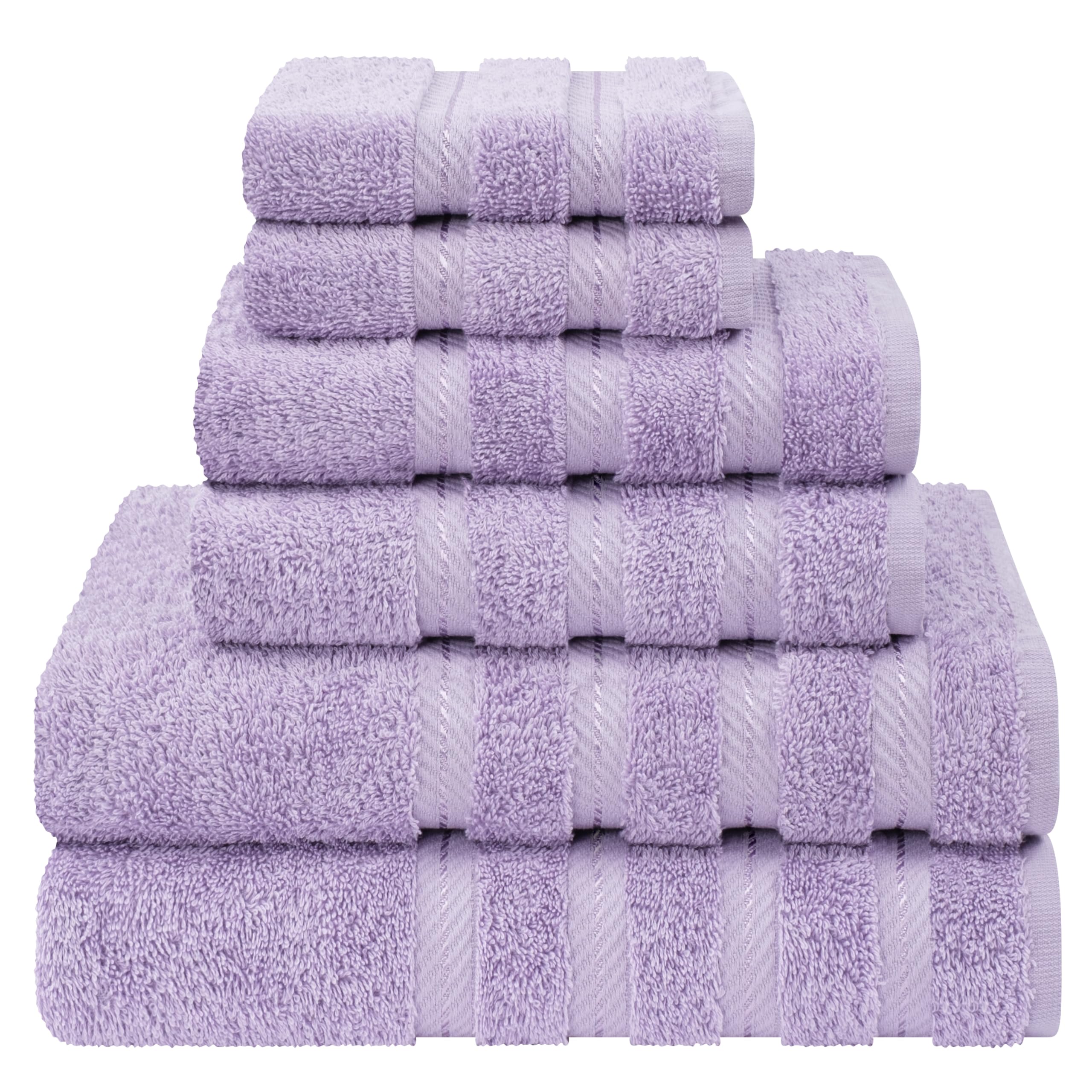 American Soft Linen Luxury 6 Piece Towel Set, 2 Bath Towels 2 Hand Towel 2 Washcloths, 600 GSM 100% Cotton Turkish Towels for Bathroom, Silver Grey Towel Sets