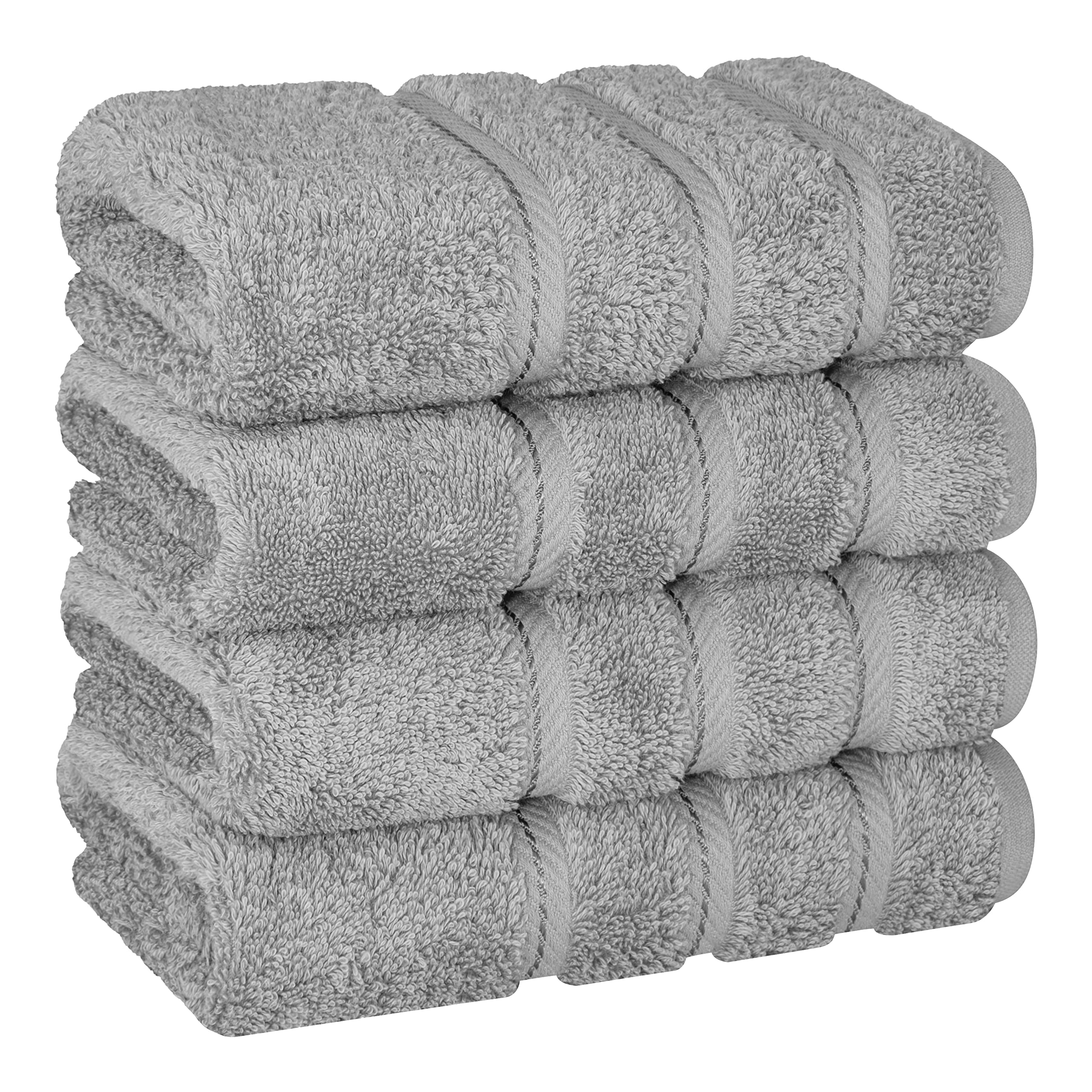 American Soft Linen Luxury 6 Piece Towel Set, 2 Bath Towels 2 Hand Towel 2 Washcloths, 600 GSM 100% Cotton Turkish Towels for Bathroom, Silver Grey Towel Sets