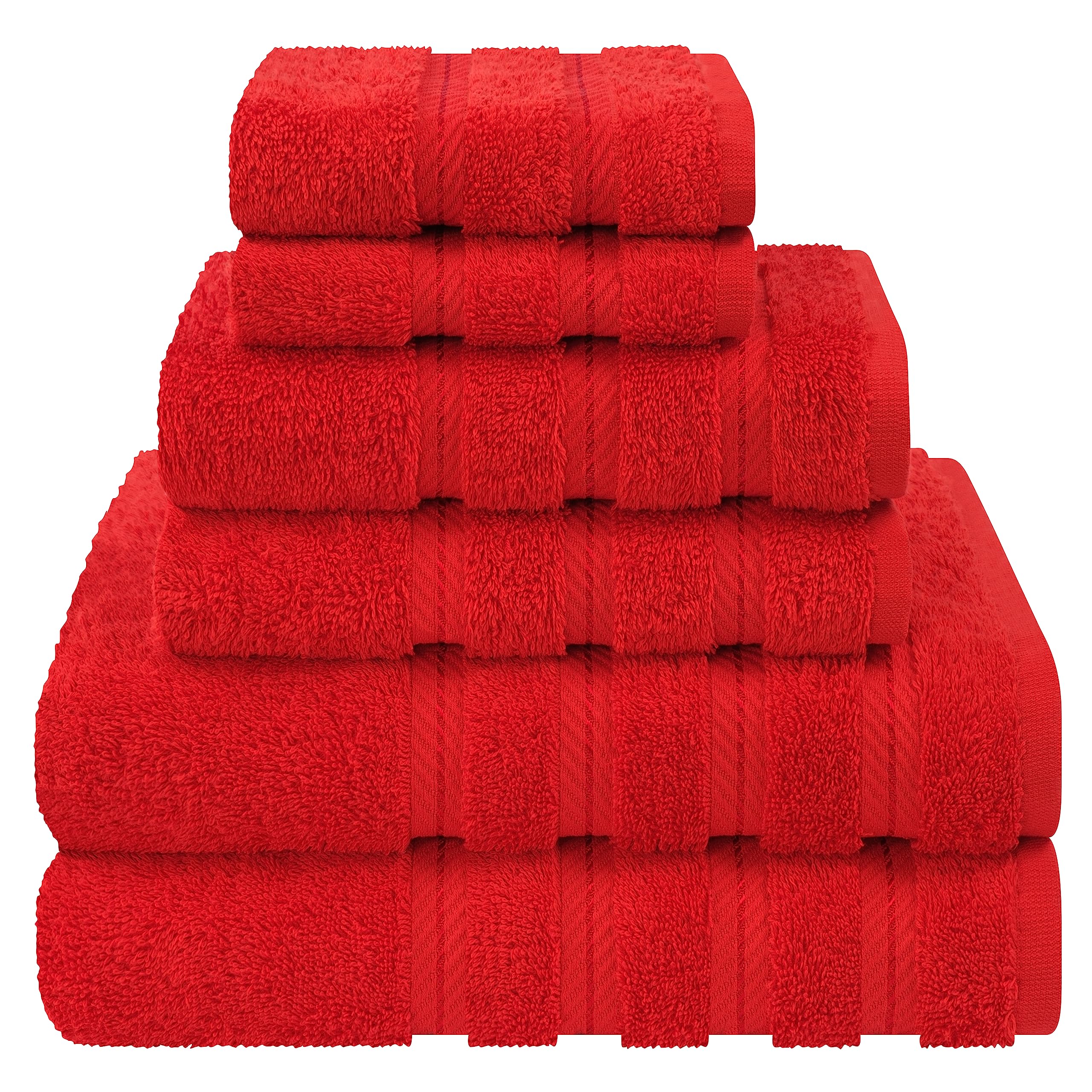 American Soft Linen Luxury 6 Piece Towel Set, 2 Bath Towels 2 Hand Towel 2 Washcloths, 600 GSM 100% Cotton Turkish Towels for Bathroom, Silver Grey Towel Sets