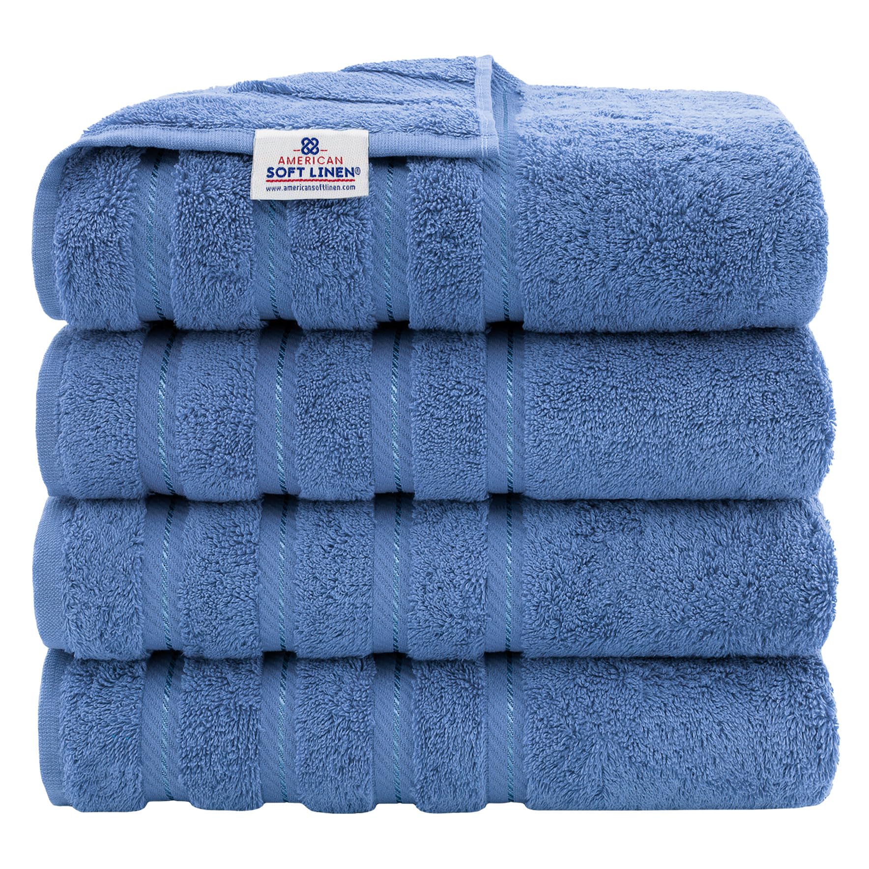 American Soft Linen Luxury 6 Piece Towel Set, 2 Bath Towels 2 Hand Towel 2 Washcloths, 600 GSM 100% Cotton Turkish Towels for Bathroom, Silver Grey Towel Sets