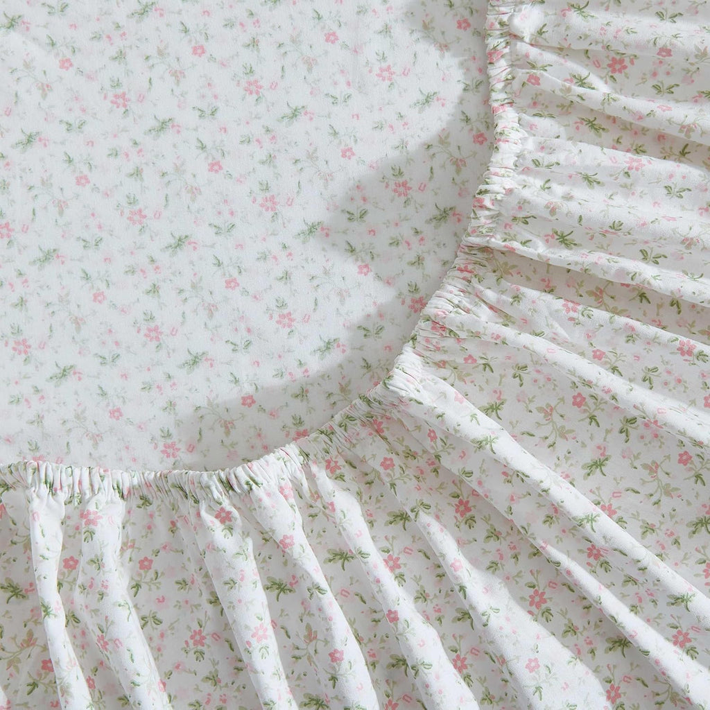 Laura Ashley - Queen Sheets, Cotton Percale Bedding Set, Lightweight & Breathable Home Decor (Evie Pink, Queen)