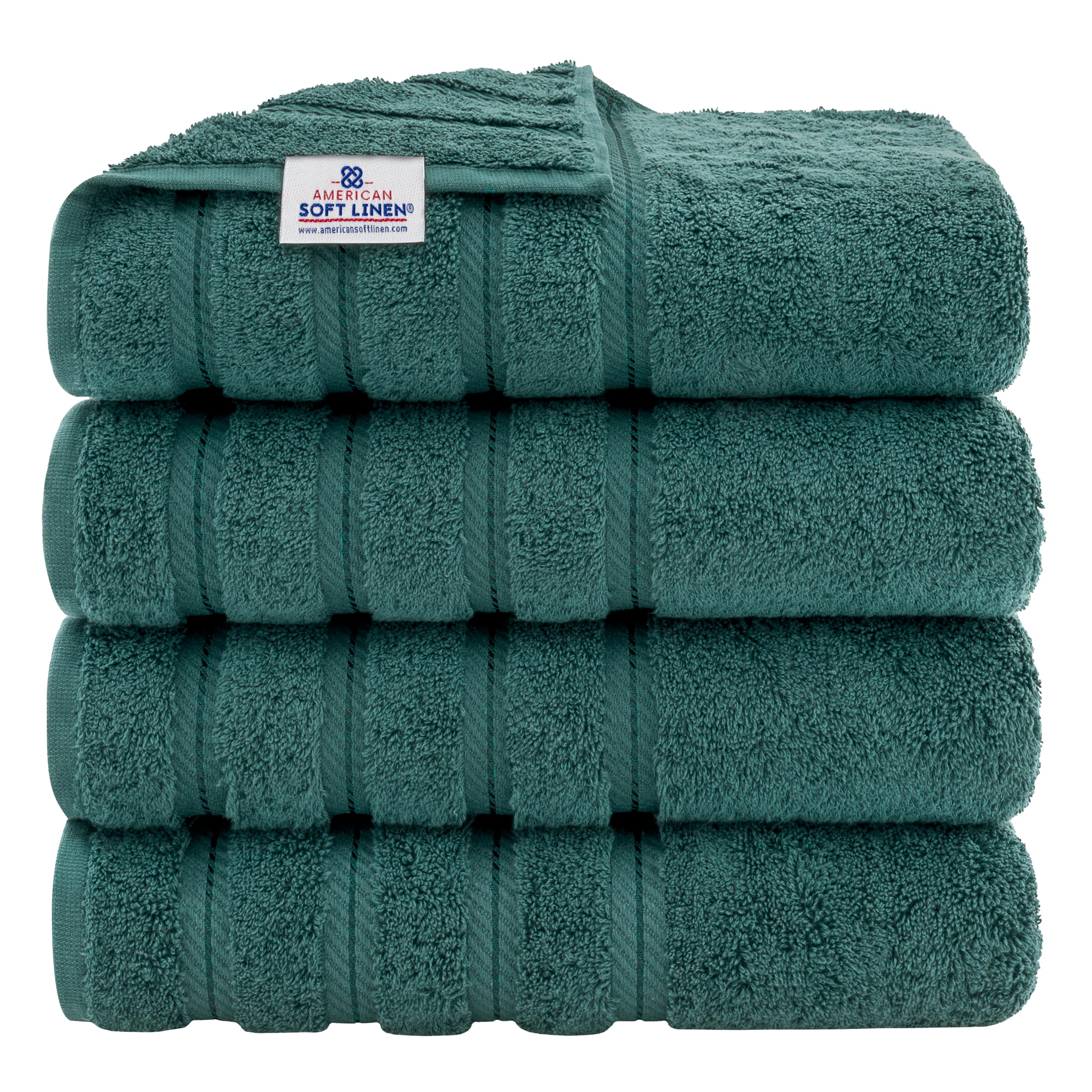 American Soft Linen Luxury 6 Piece Towel Set, 2 Bath Towels 2 Hand Towel 2 Washcloths, 600 GSM 100% Cotton Turkish Towels for Bathroom, Silver Grey Towel Sets