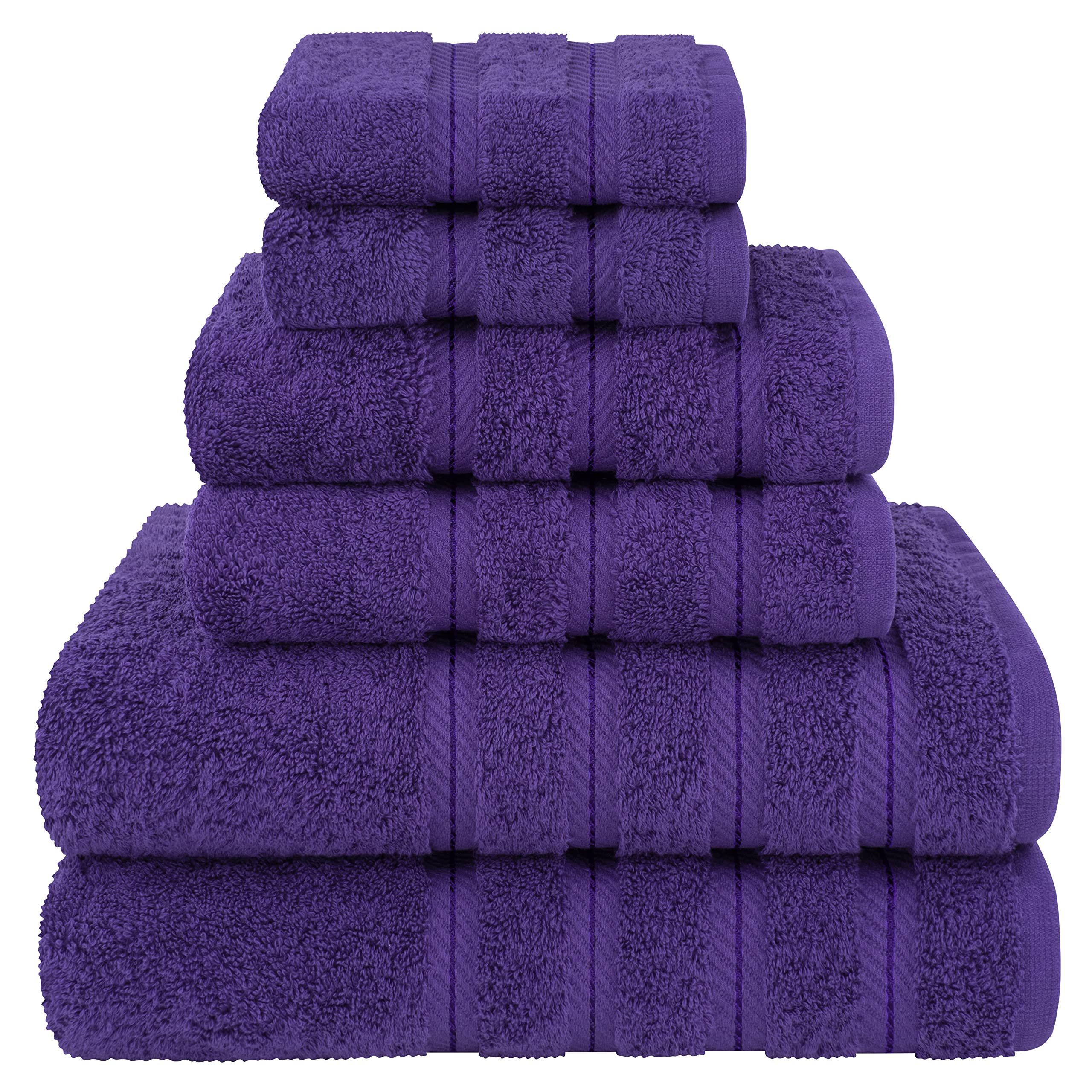 American Soft Linen Luxury 6 Piece Towel Set, 2 Bath Towels 2 Hand Towel 2 Washcloths, 600 GSM 100% Cotton Turkish Towels for Bathroom, Silver Grey Towel Sets