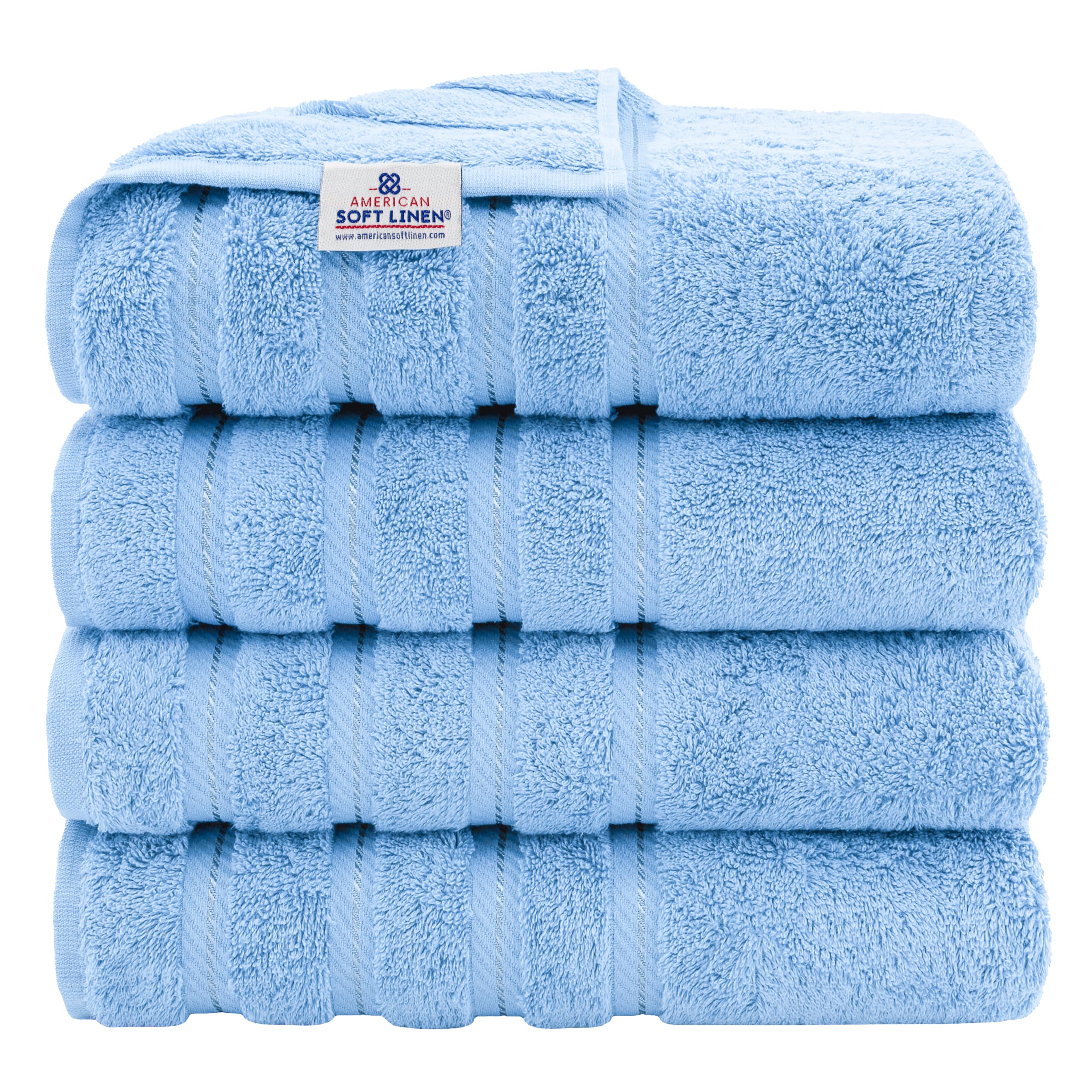 American Soft Linen Luxury 6 Piece Towel Set, 2 Bath Towels 2 Hand Towel 2 Washcloths, 600 GSM 100% Cotton Turkish Towels for Bathroom, Silver Grey Towel Sets