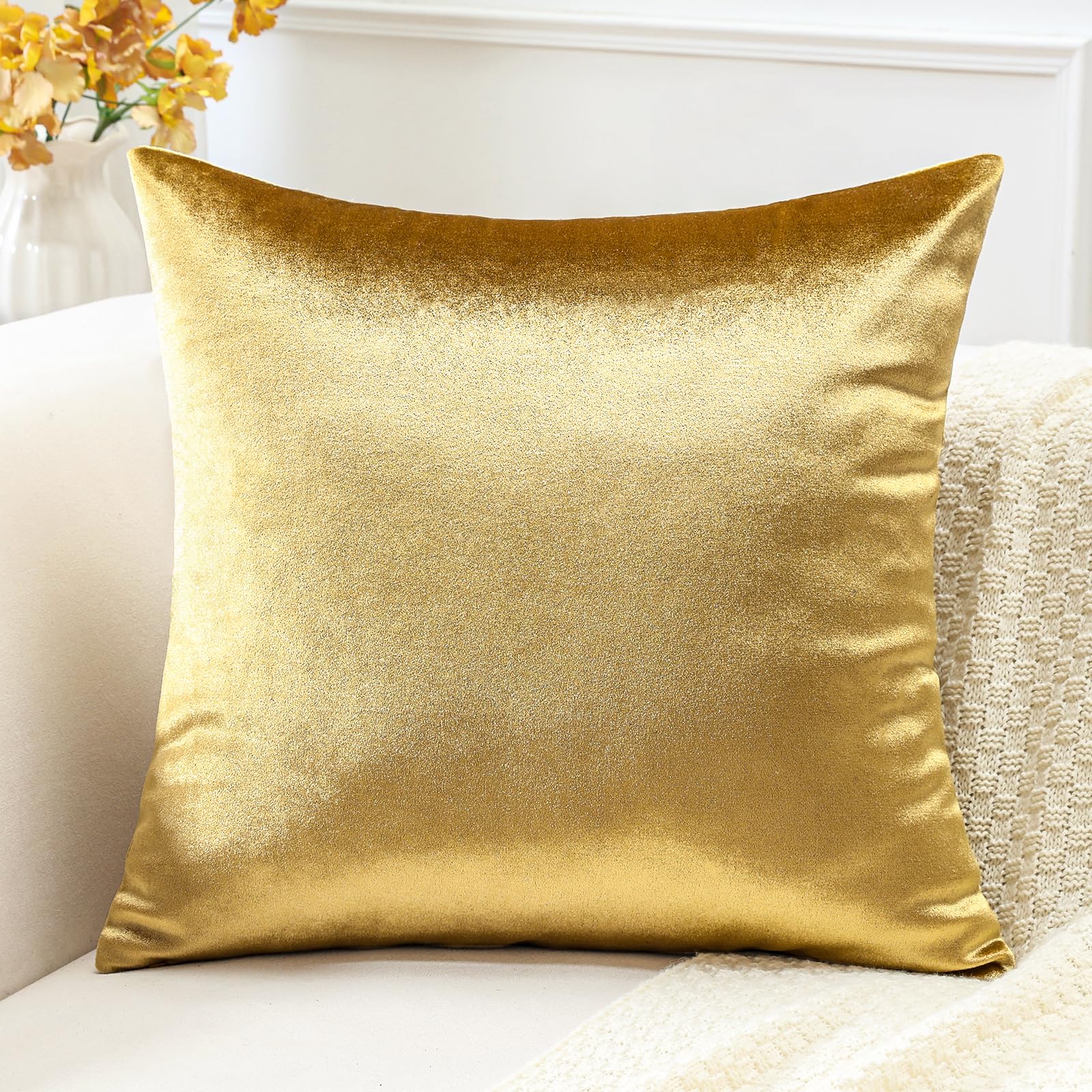Artscope Luxury Velvet Pillow Covers Super Soft Decorative Square Throw Pillow Covers Case Cushion Covers for Sofa Couch Bedroom Car Decor 12x20 Inch Gold