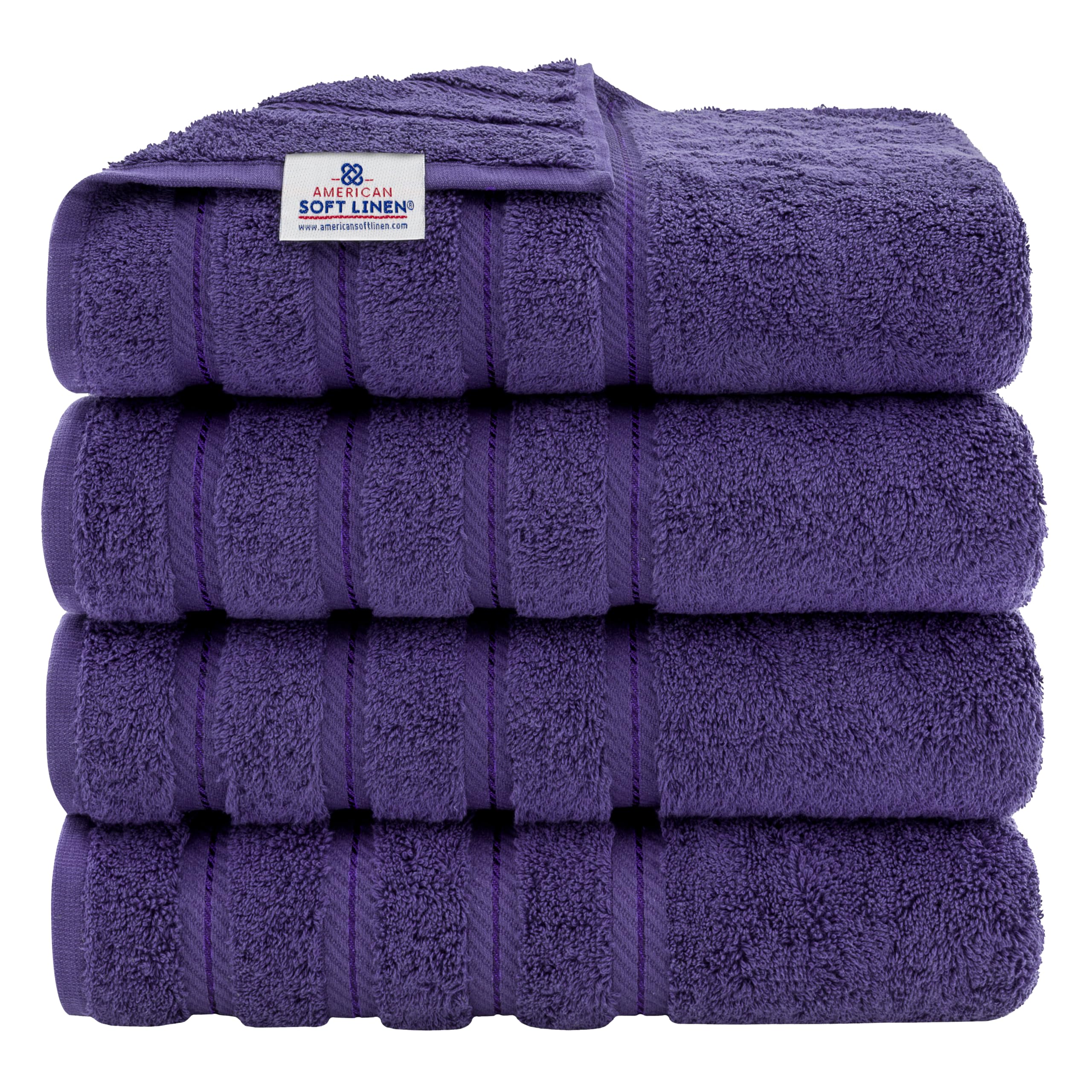 American Soft Linen Luxury 6 Piece Towel Set, 2 Bath Towels 2 Hand Towel 2 Washcloths, 600 GSM 100% Cotton Turkish Towels for Bathroom, Silver Grey Towel Sets