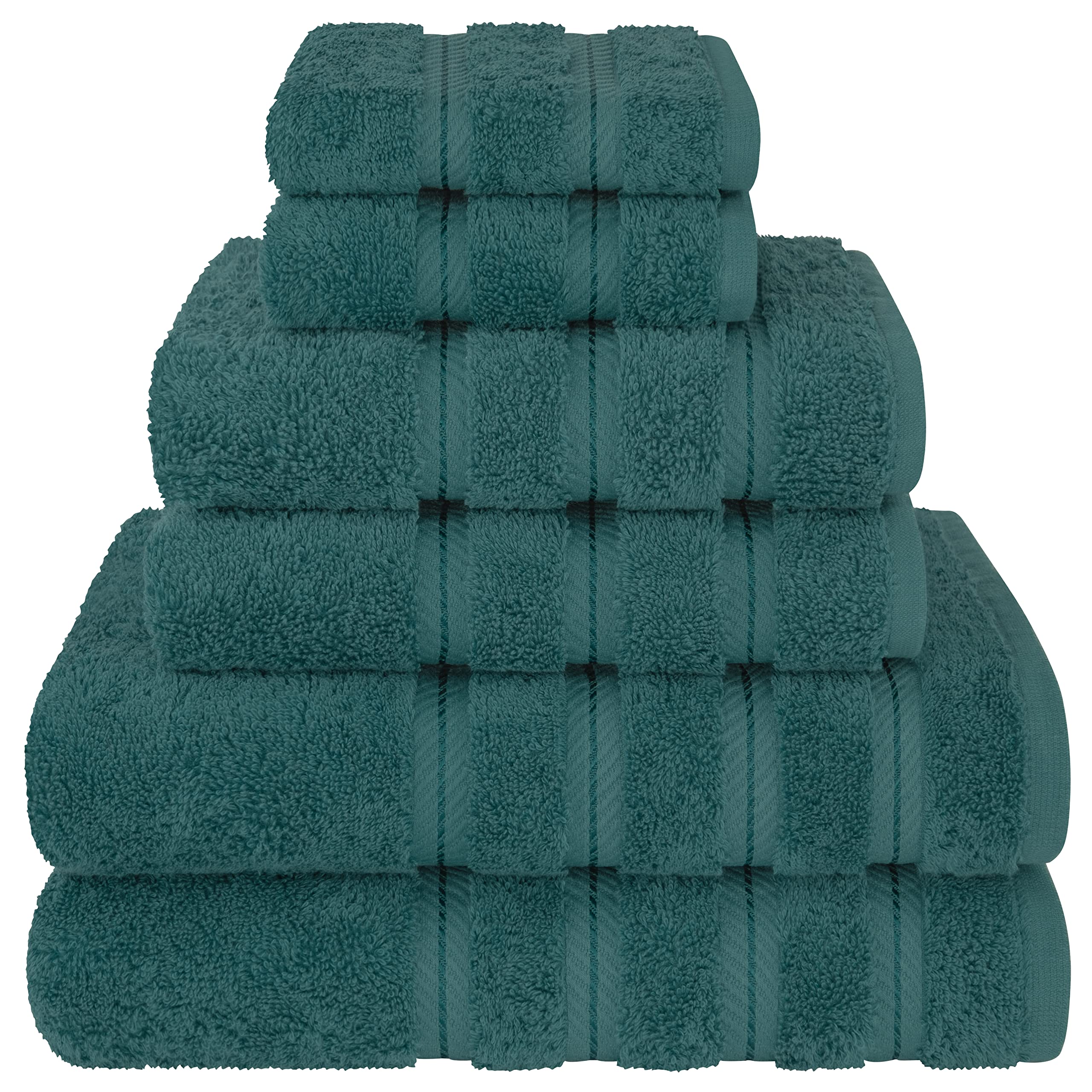 American Soft Linen Luxury 6 Piece Towel Set, 2 Bath Towels 2 Hand Towel 2 Washcloths, 600 GSM 100% Cotton Turkish Towels for Bathroom, Silver Grey Towel Sets