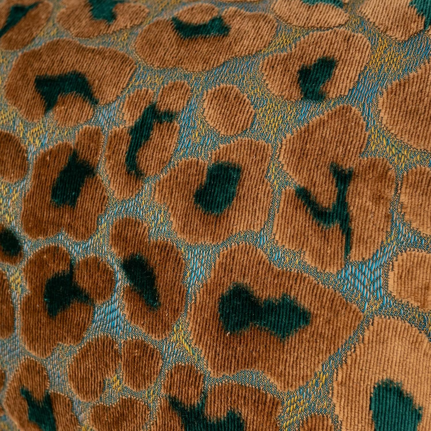 Alerfa Green Brown Floral Throw Pillow Cover 20 x 20 Inch Cut Velvet Sqaure Luxury Decorative Pillow Cover for Couch Living Room Bedroom