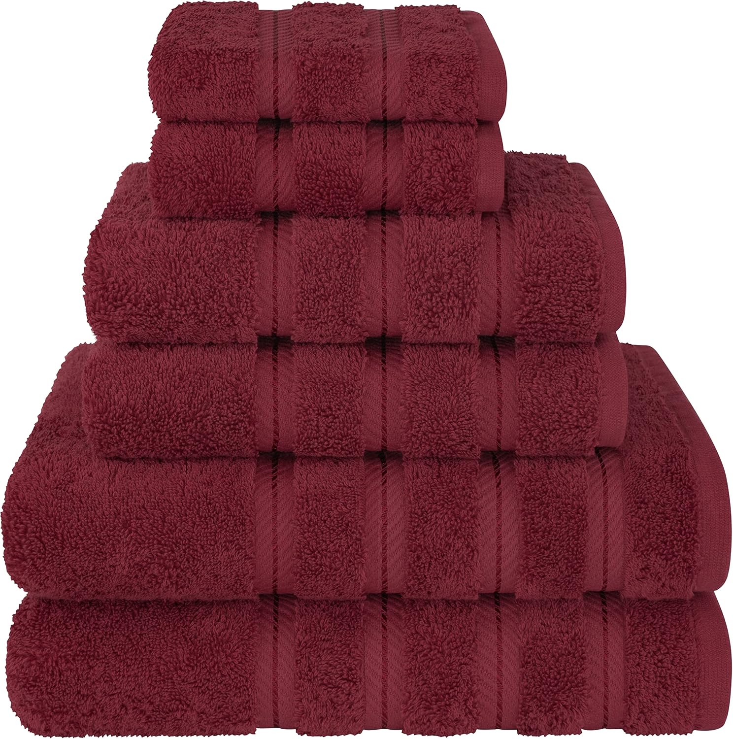 American Soft Linen Luxury 6 Piece Towel Set, 2 Bath Towels 2 Hand Towel 2 Washcloths, 600 GSM 100% Cotton Turkish Towels for Bathroom, Silver Grey Towel Sets