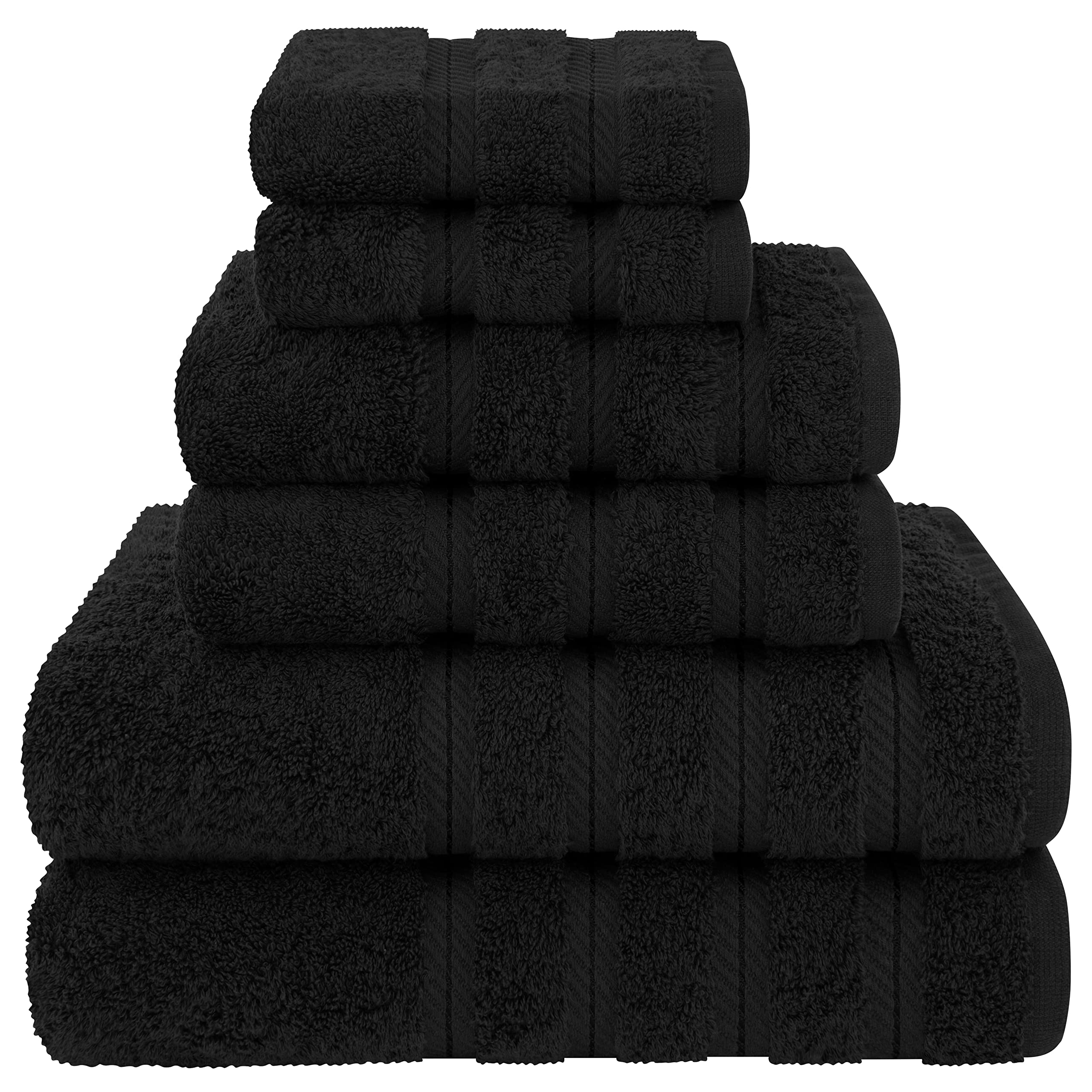 American Soft Linen Luxury 6 Piece Towel Set, 2 Bath Towels 2 Hand Towel 2 Washcloths, 600 GSM 100% Cotton Turkish Towels for Bathroom, Silver Grey Towel Sets