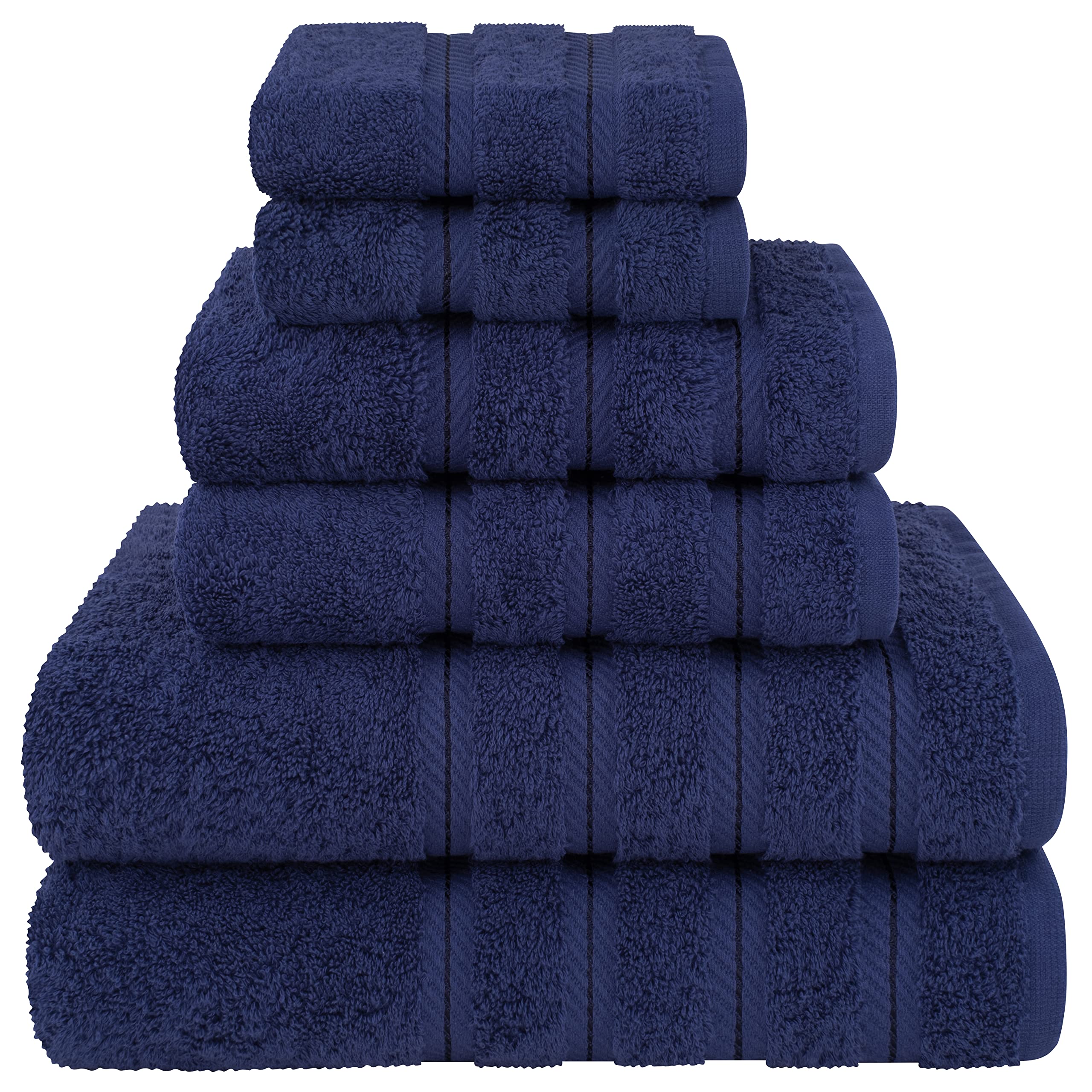 American Soft Linen Luxury 6 Piece Towel Set, 2 Bath Towels 2 Hand Towel 2 Washcloths, 600 GSM 100% Cotton Turkish Towels for Bathroom, Silver Grey Towel Sets