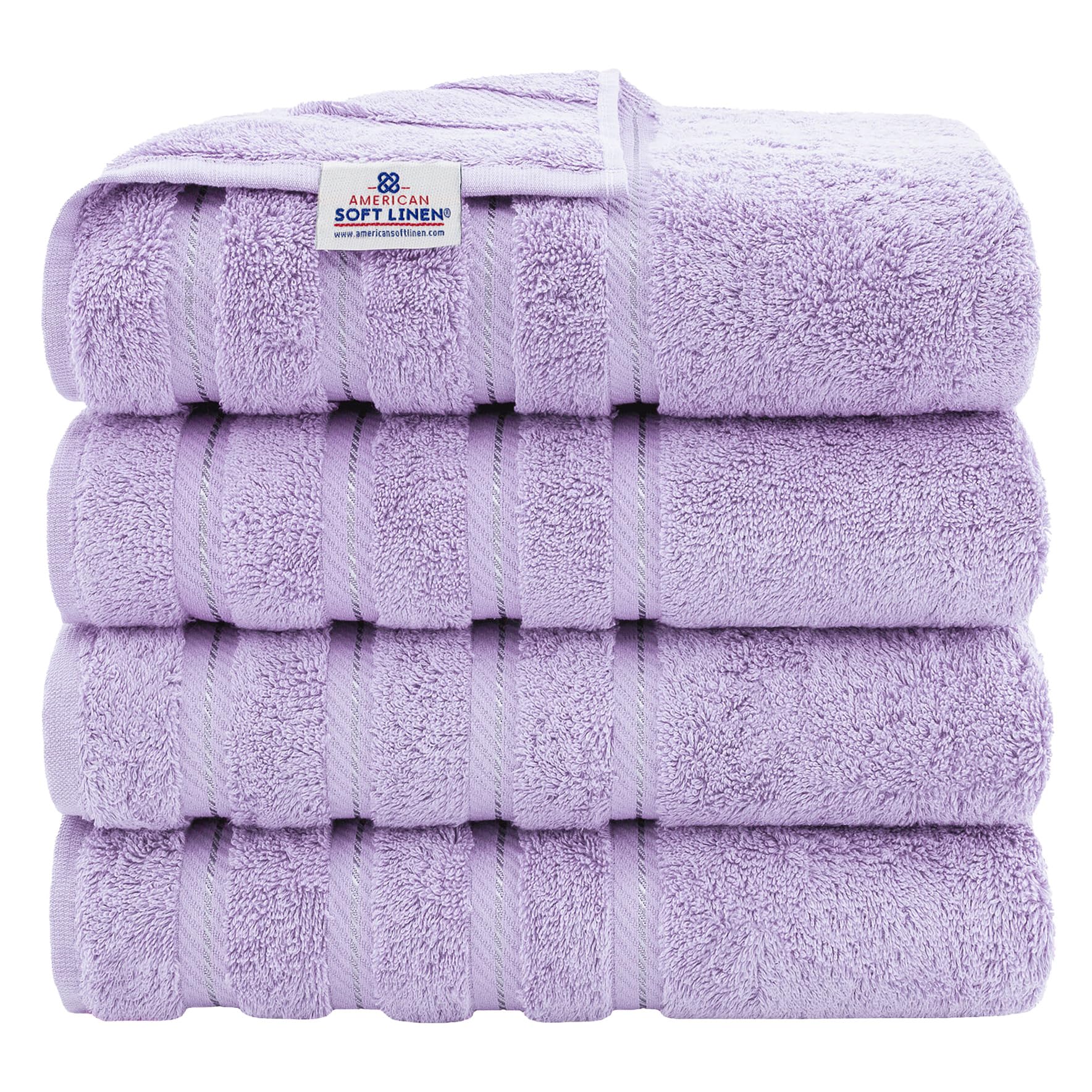 American Soft Linen Luxury 6 Piece Towel Set, 2 Bath Towels 2 Hand Towel 2 Washcloths, 600 GSM 100% Cotton Turkish Towels for Bathroom, Silver Grey Towel Sets