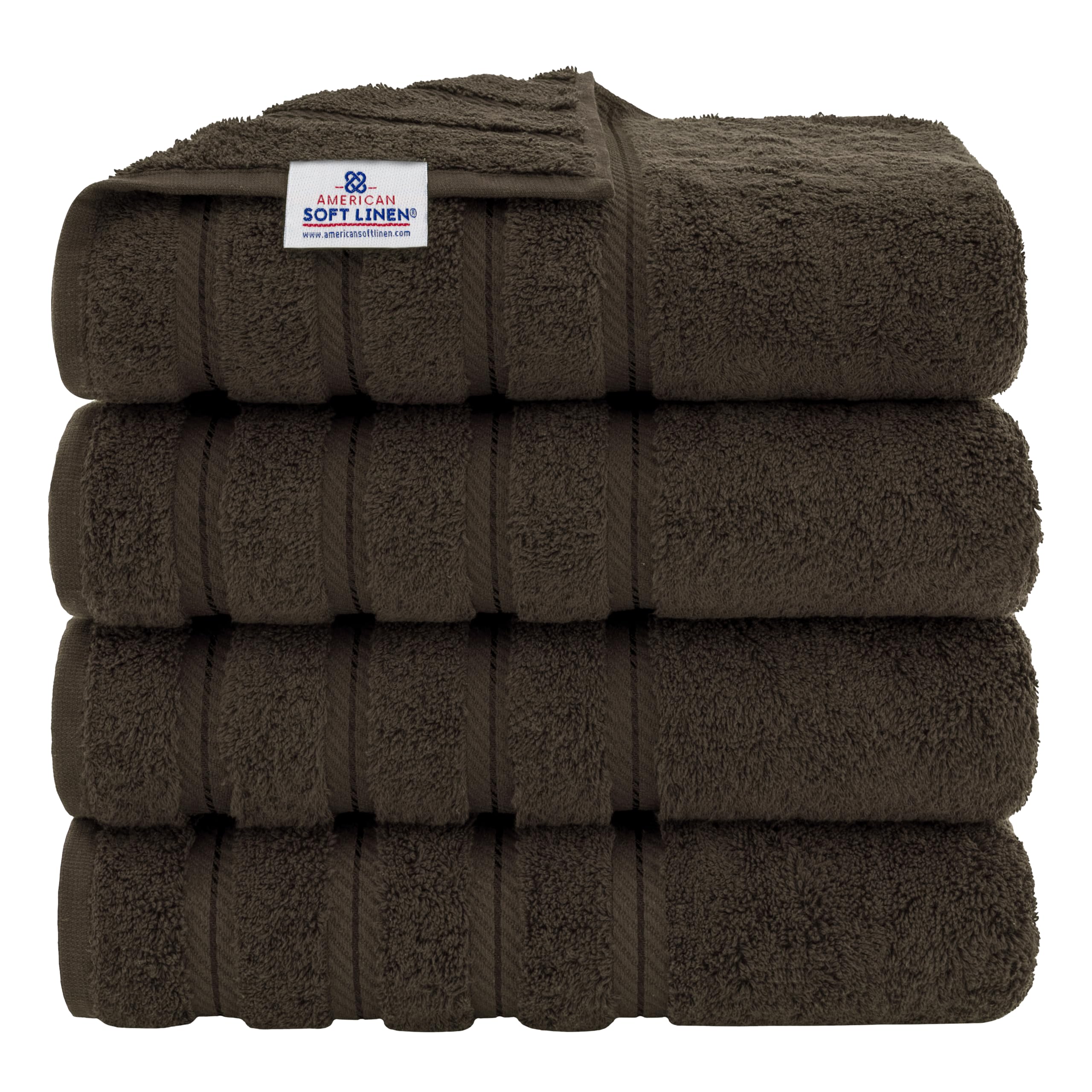 American Soft Linen Luxury 6 Piece Towel Set, 2 Bath Towels 2 Hand Towel 2 Washcloths, 600 GSM 100% Cotton Turkish Towels for Bathroom, Silver Grey Towel Sets