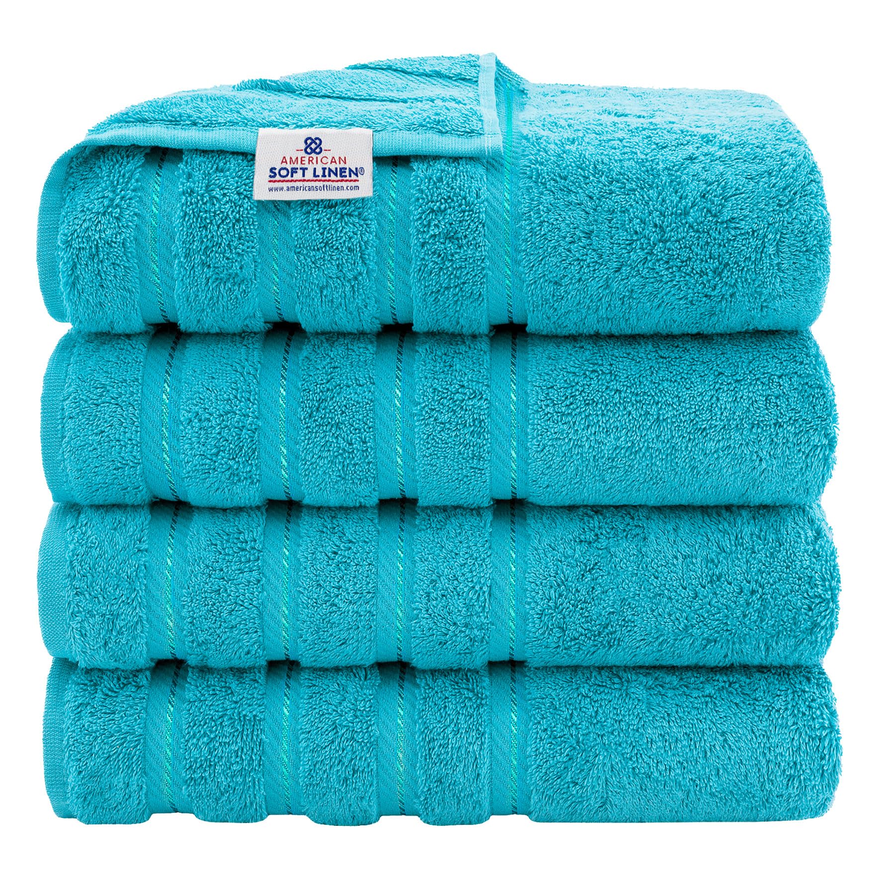 American Soft Linen Luxury 6 Piece Towel Set, 2 Bath Towels 2 Hand Towel 2 Washcloths, 600 GSM 100% Cotton Turkish Towels for Bathroom, Silver Grey Towel Sets