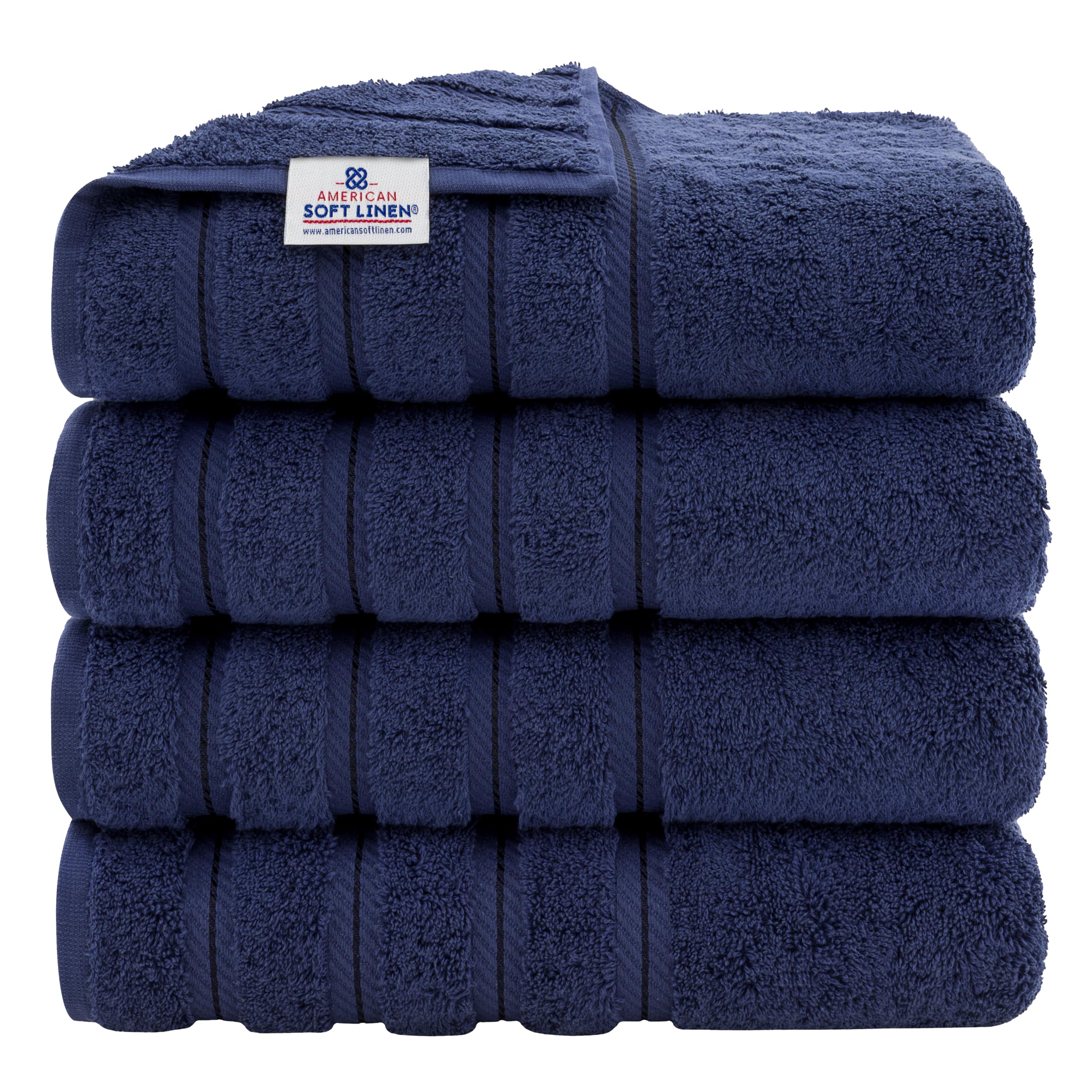 American Soft Linen Luxury 6 Piece Towel Set, 2 Bath Towels 2 Hand Towel 2 Washcloths, 600 GSM 100% Cotton Turkish Towels for Bathroom, Silver Grey Towel Sets