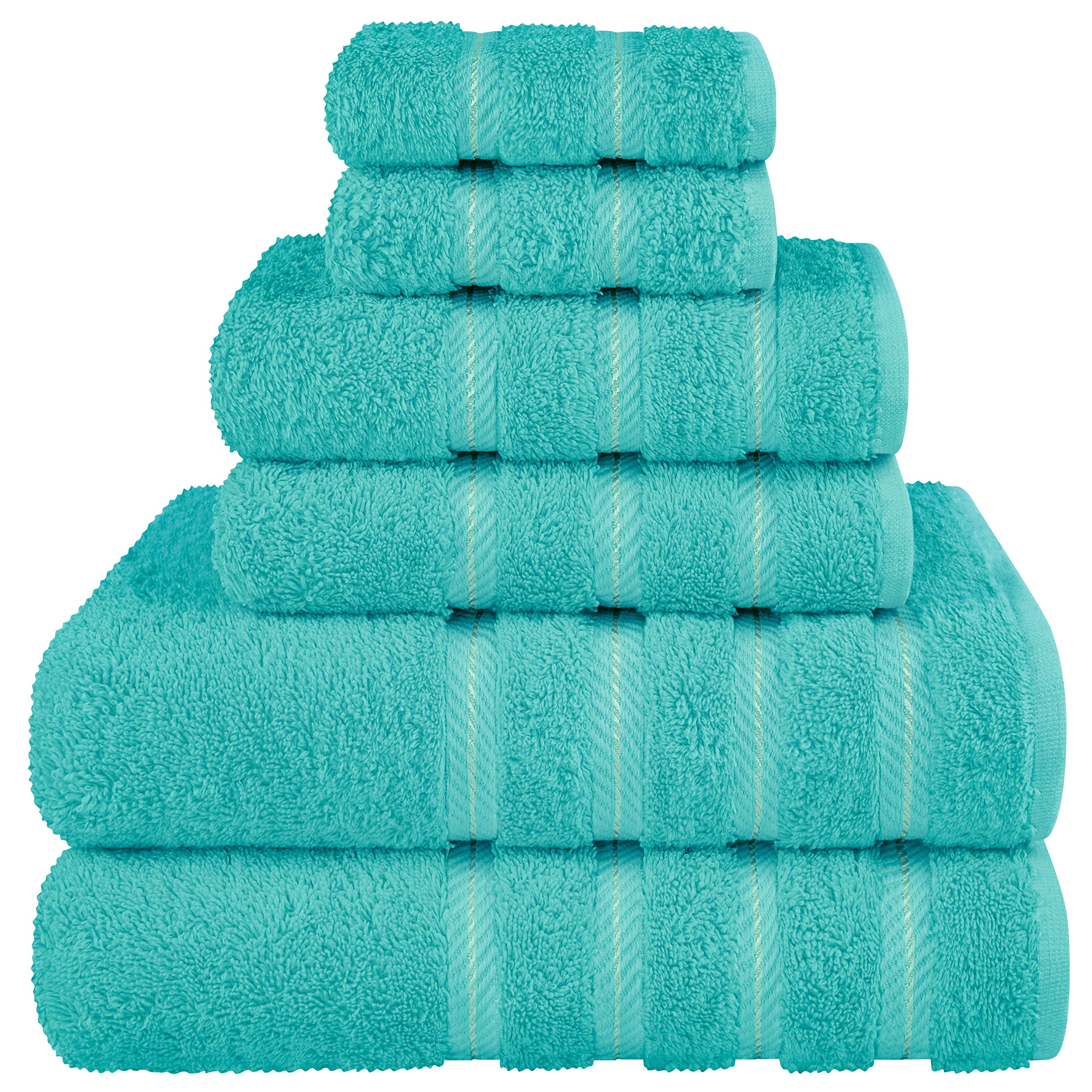 American Soft Linen Luxury 6 Piece Towel Set, 2 Bath Towels 2 Hand Towel 2 Washcloths, 600 GSM 100% Cotton Turkish Towels for Bathroom, Silver Grey Towel Sets