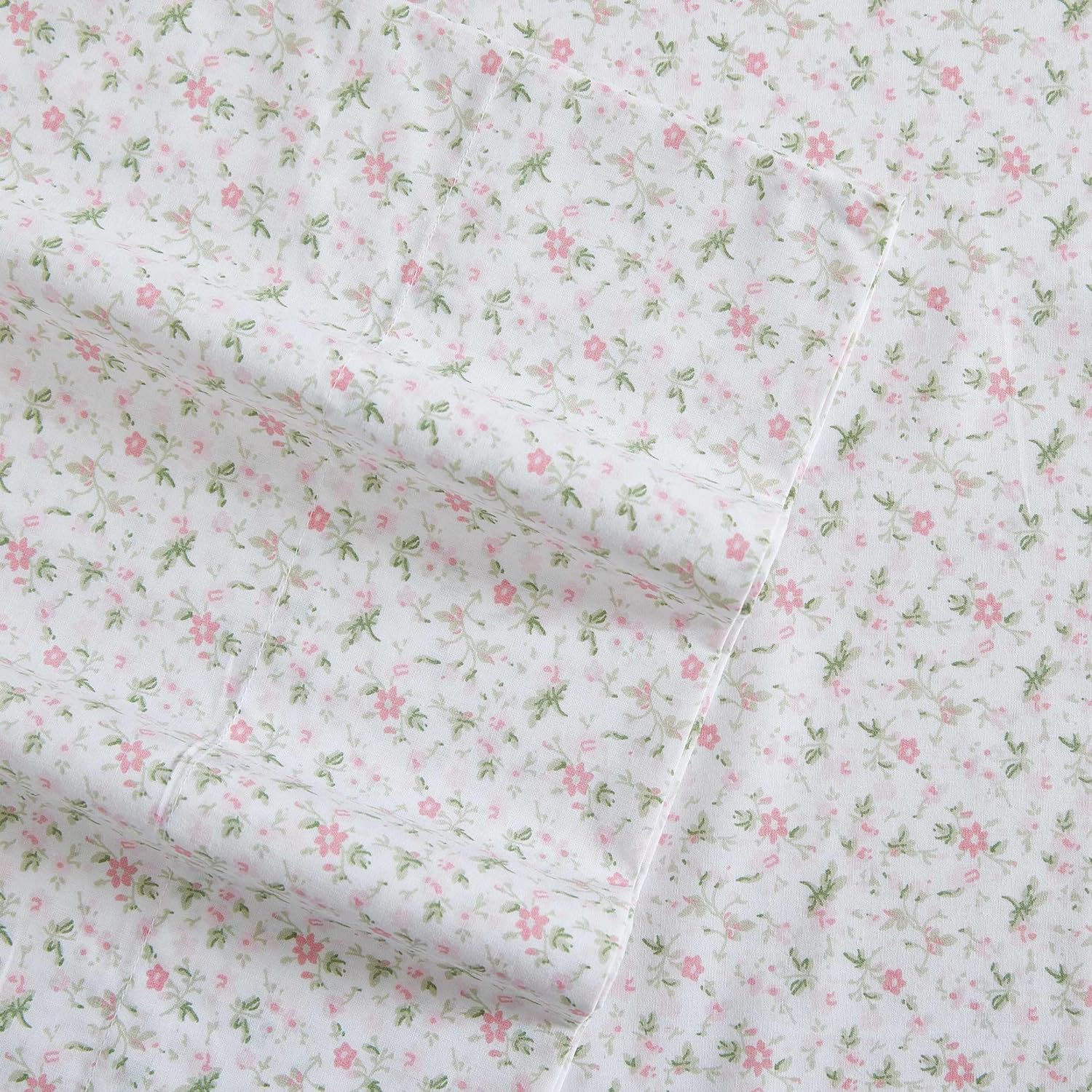 Laura Ashley - Queen Sheets, Cotton Percale Bedding Set, Lightweight & Breathable Home Decor (Evie Pink, Queen)