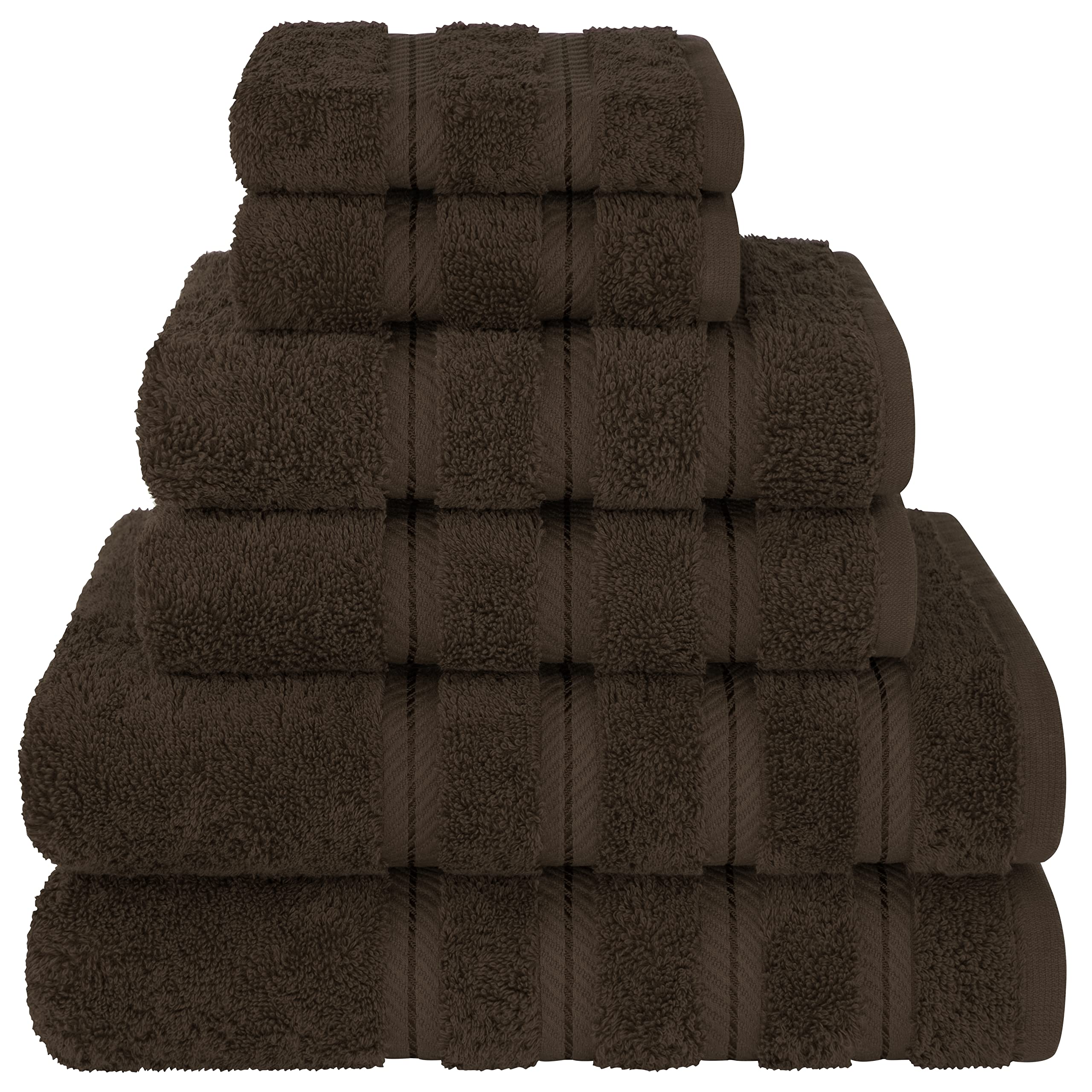 American Soft Linen Luxury 6 Piece Towel Set, 2 Bath Towels 2 Hand Towel 2 Washcloths, 600 GSM 100% Cotton Turkish Towels for Bathroom, Silver Grey Towel Sets